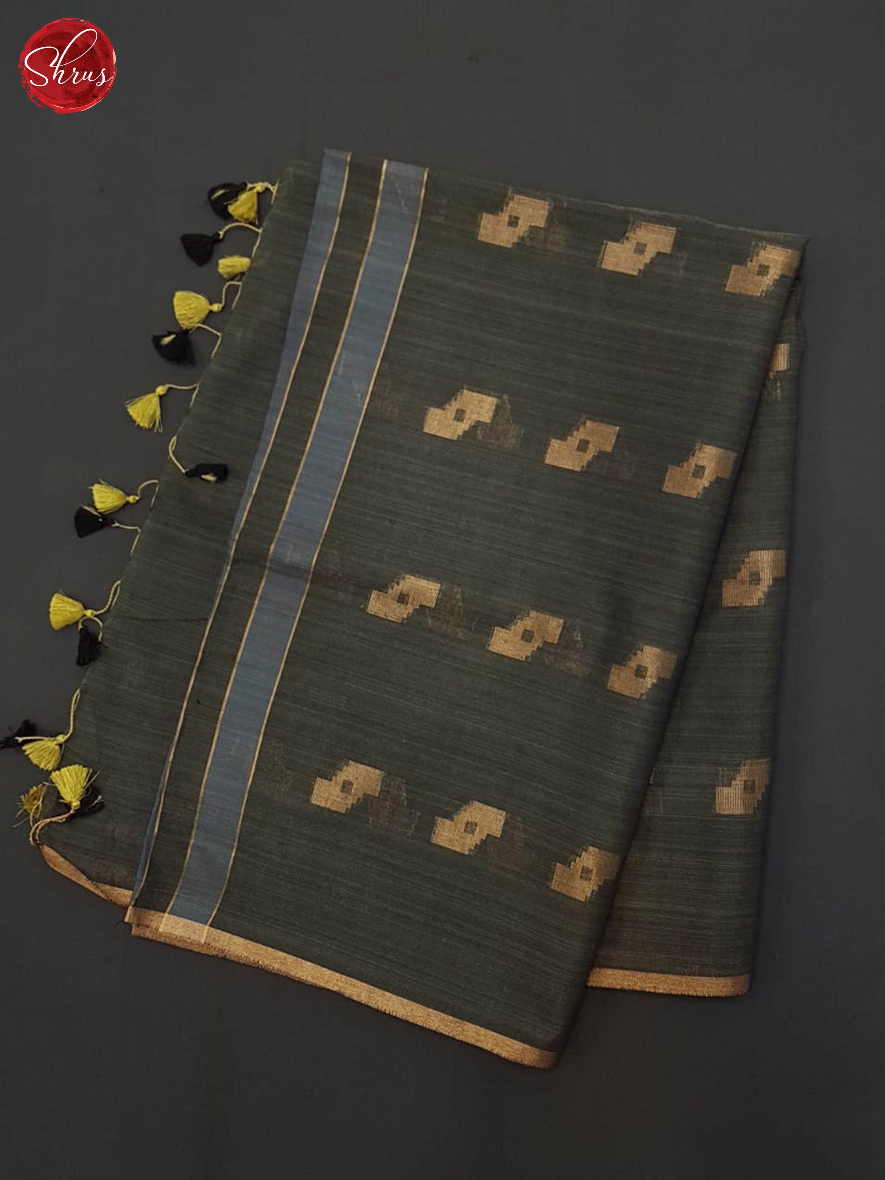 Grey & Bluish Grey - Semi Tussar  Saree - Shop on ShrusEternity.com