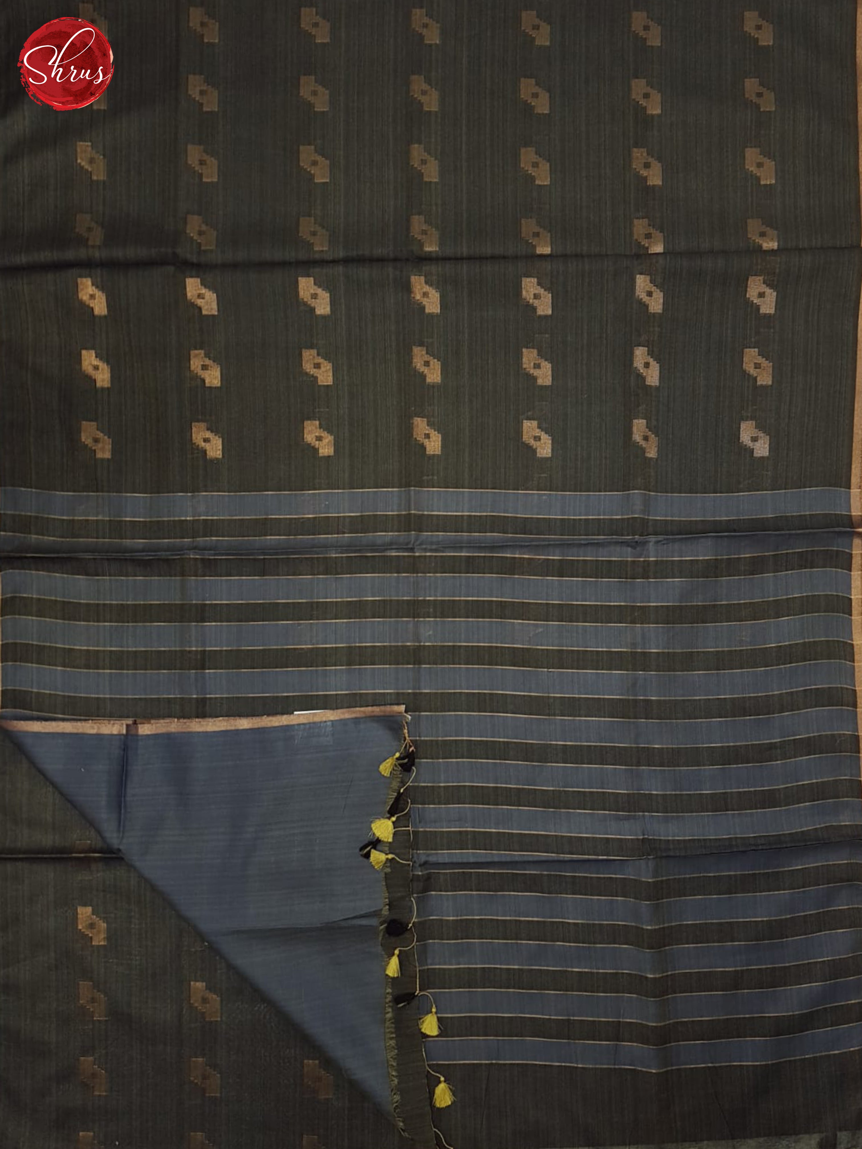 Grey & Bluish Grey - Semi Tussar  Saree - Shop on ShrusEternity.com