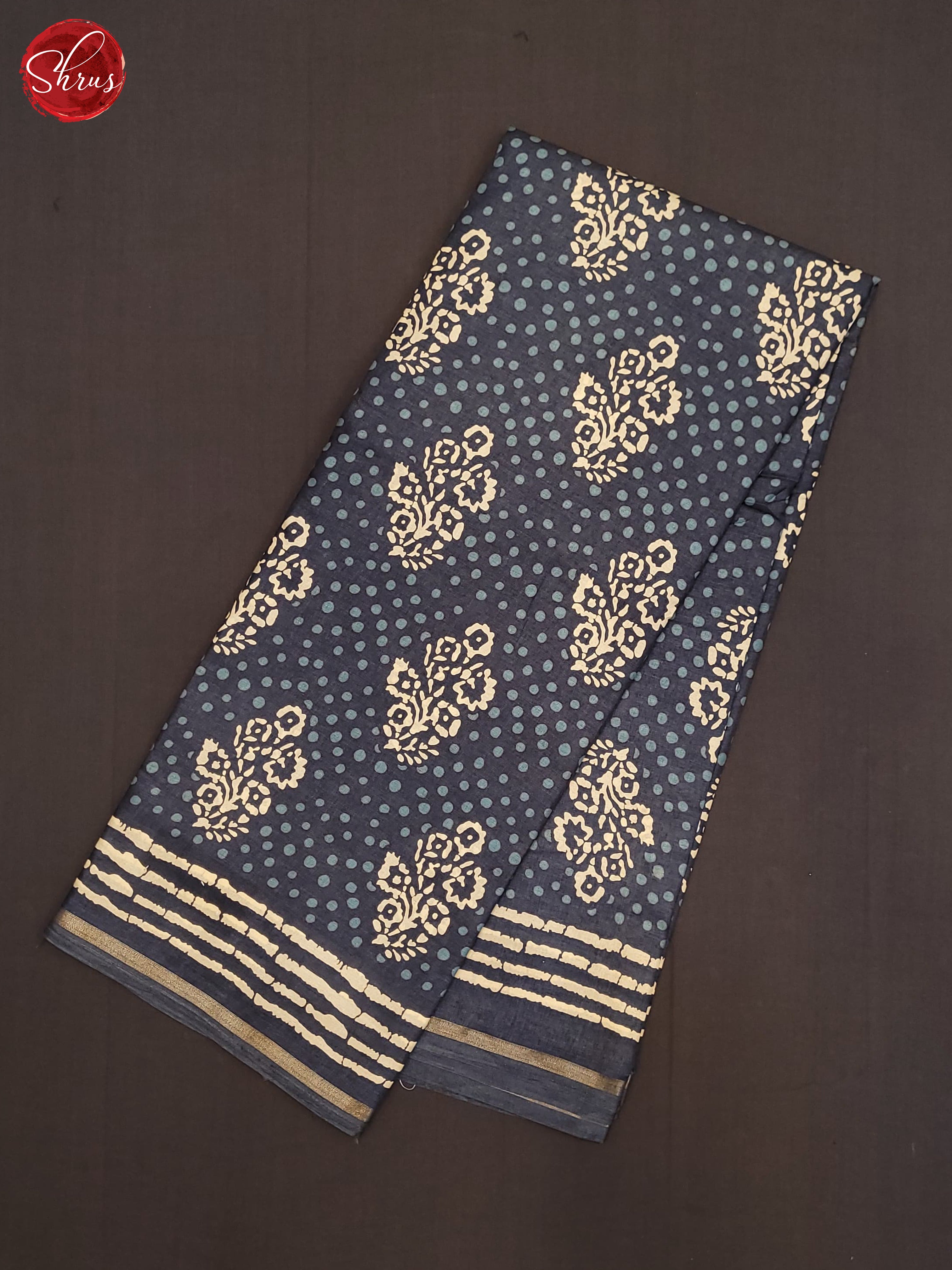 Bluish Grey(Single Tone) - Semi Crepe Saree - Shop on ShrusEternity.com