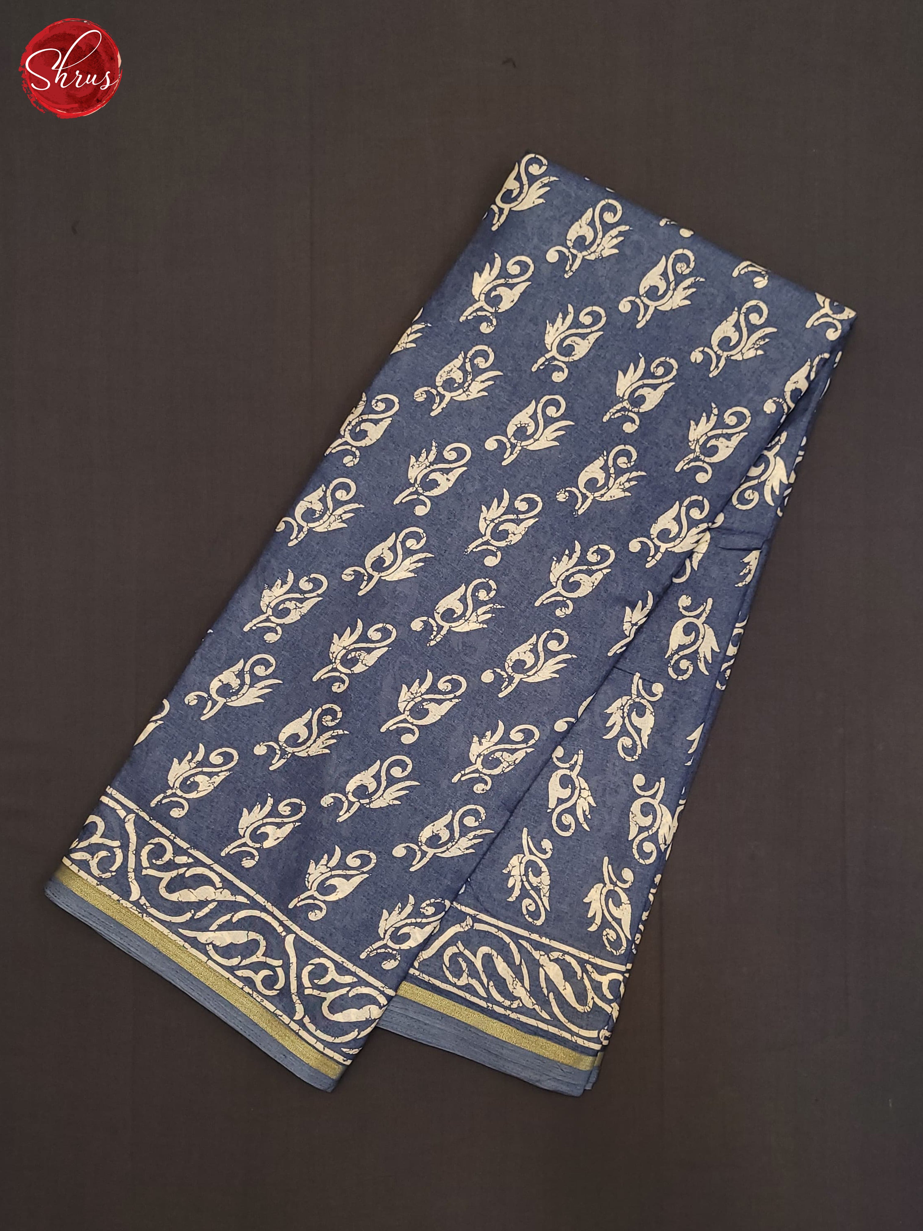 Bluish Grey(Single Tone) - Semi Crepe Saree - Shop on ShrusEternity.com