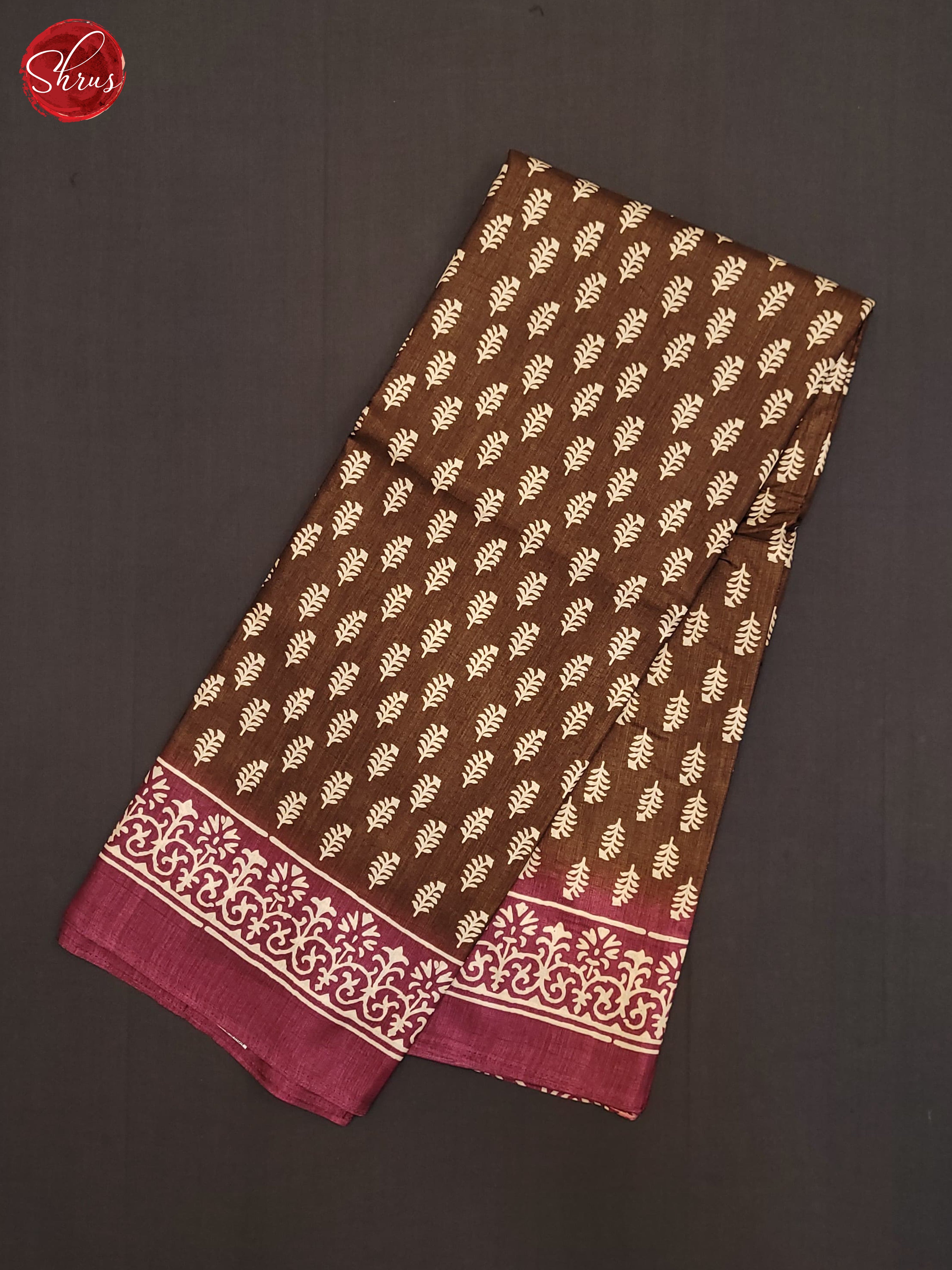 Brown & Wine - Semi Crepe Saree - Shop on ShrusEternity.com