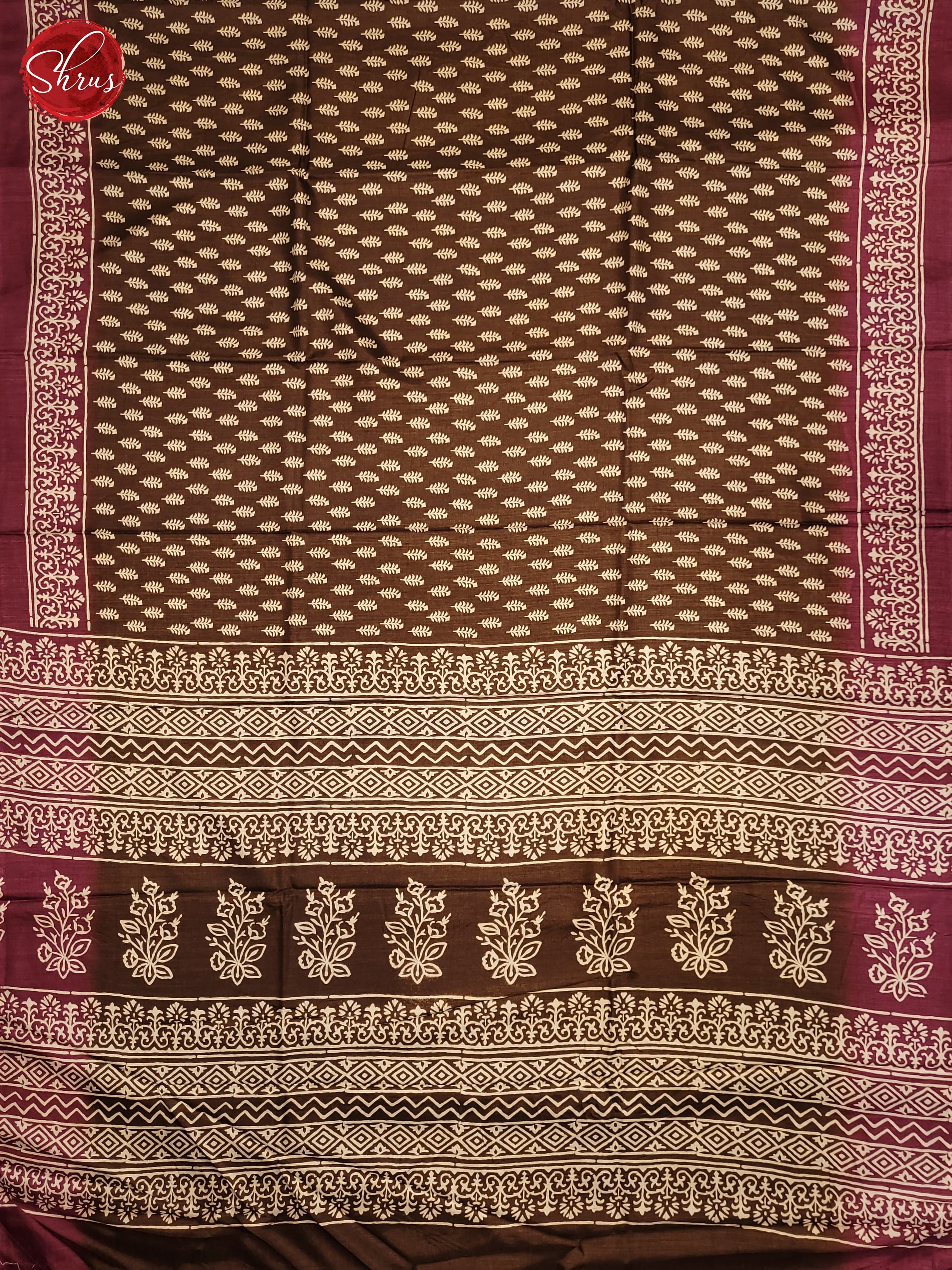 Brown & Wine - Semi Crepe Saree - Shop on ShrusEternity.com