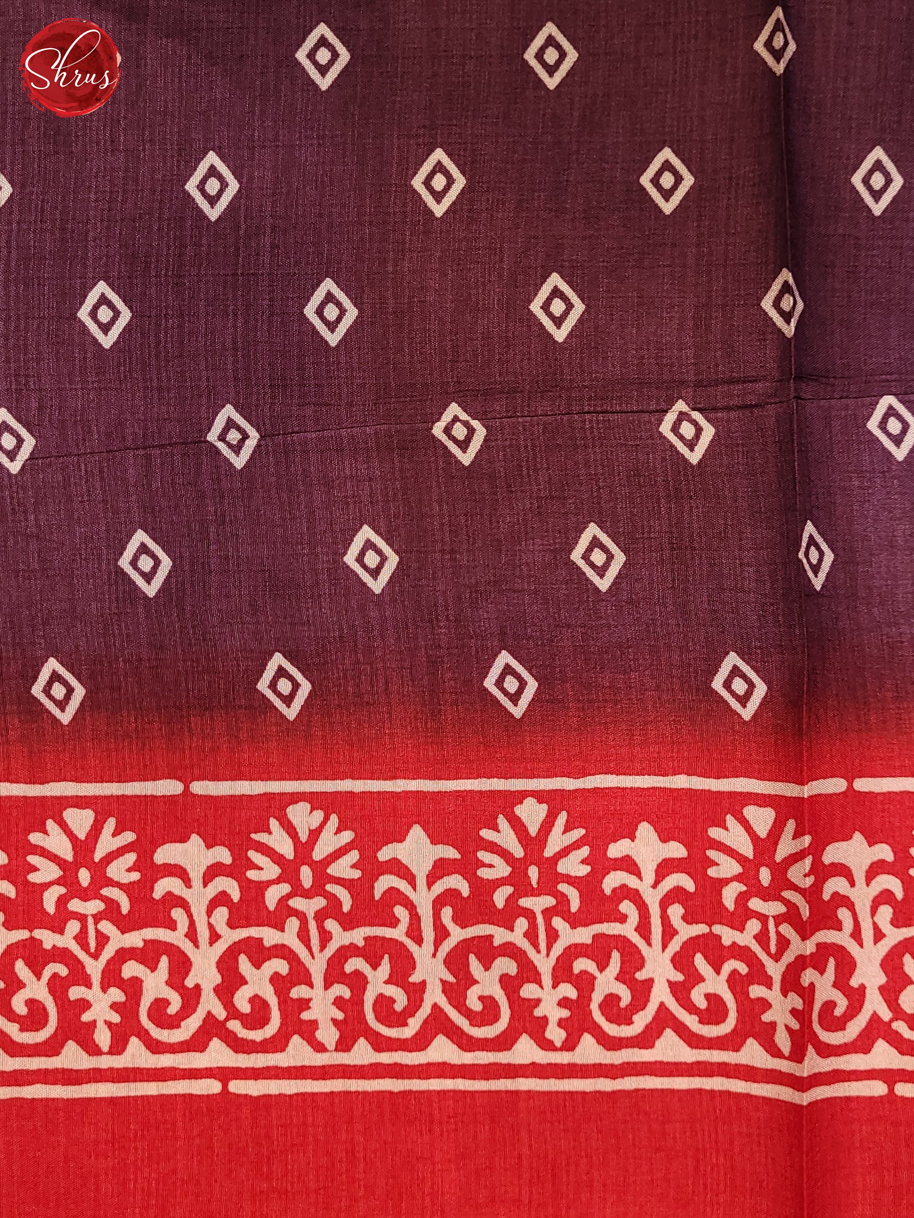 Wine & Red - Semi Crepe Saree - Shop on ShrusEternity.com