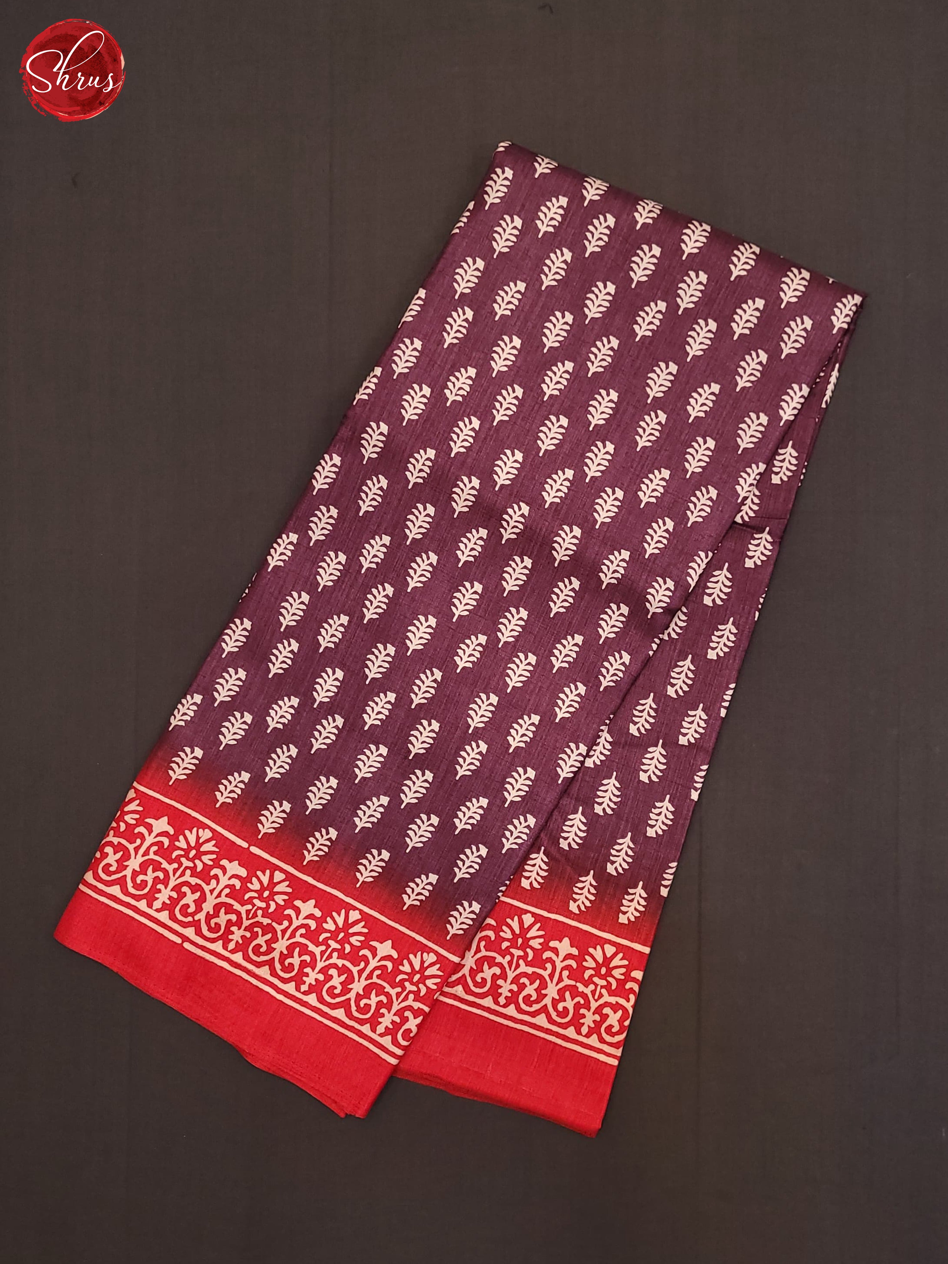 Wine & Red - Semi Crepe Saree - Shop on ShrusEternity.com