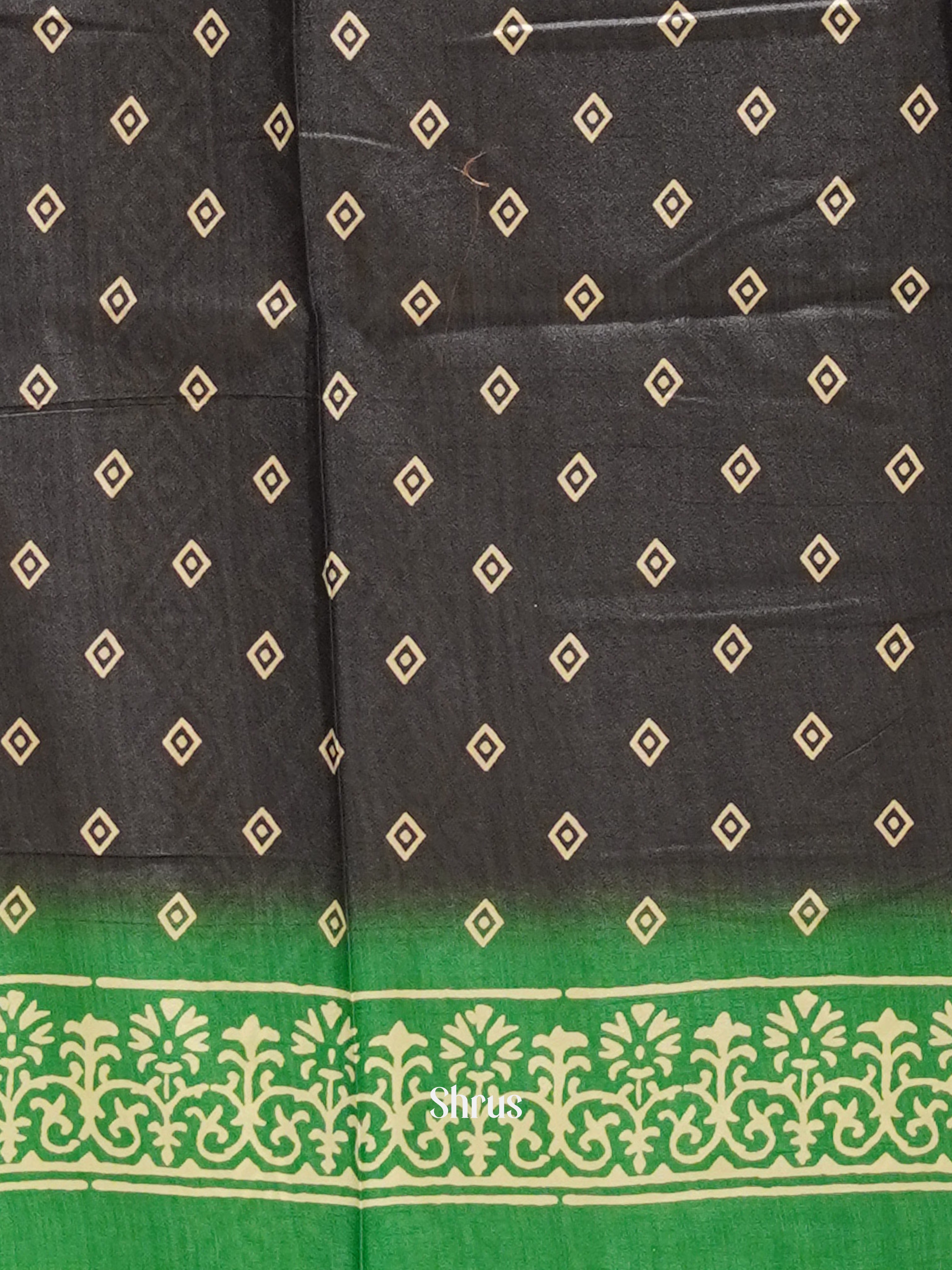 Black & Green- Semi Crepe Saree