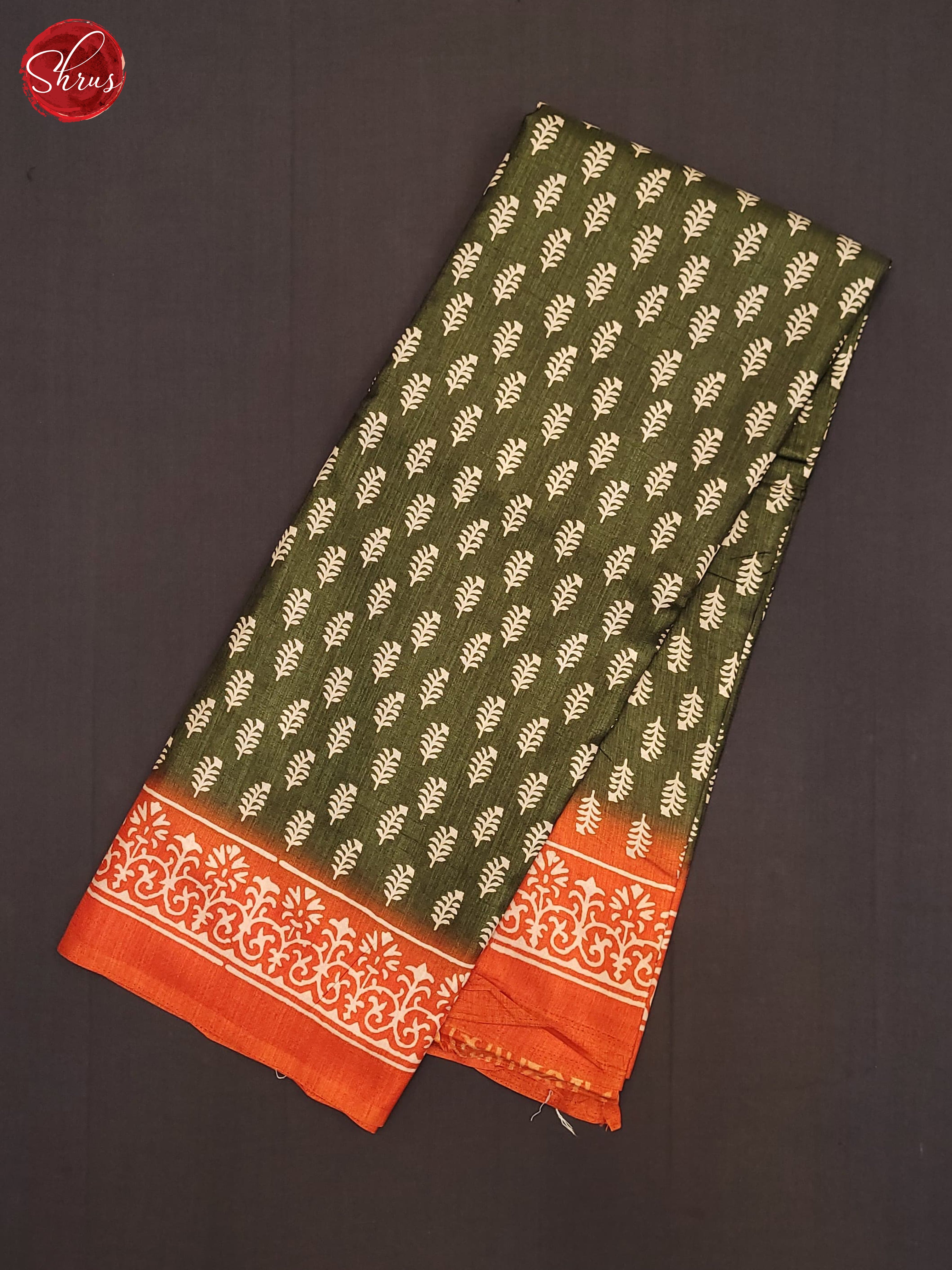 Green & Orange- Semi Crepe Saree - Shop on ShrusEternity.com