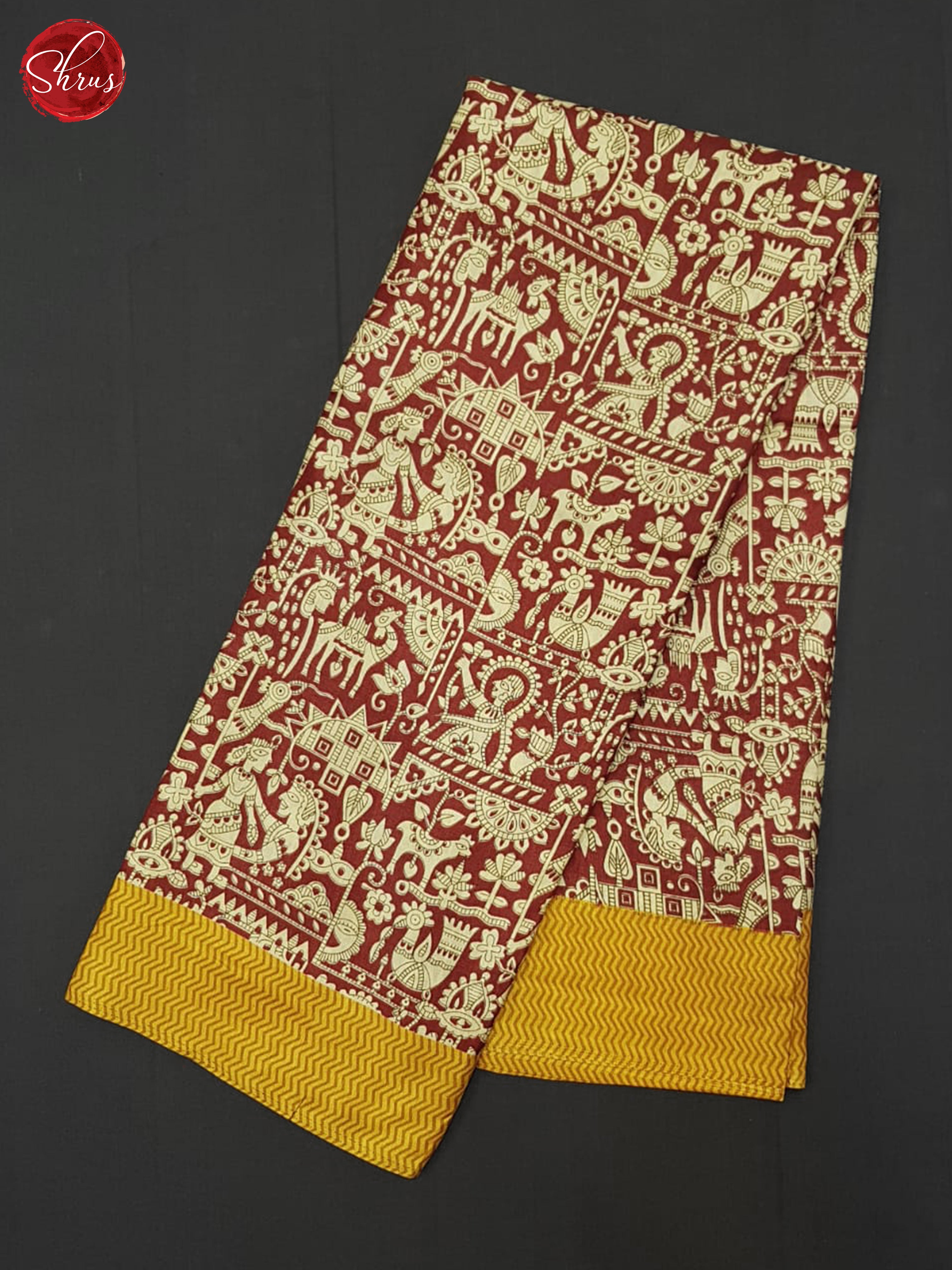 Maroon & Yellow - Semi Crepe Saree - Shop on ShrusEternity.com