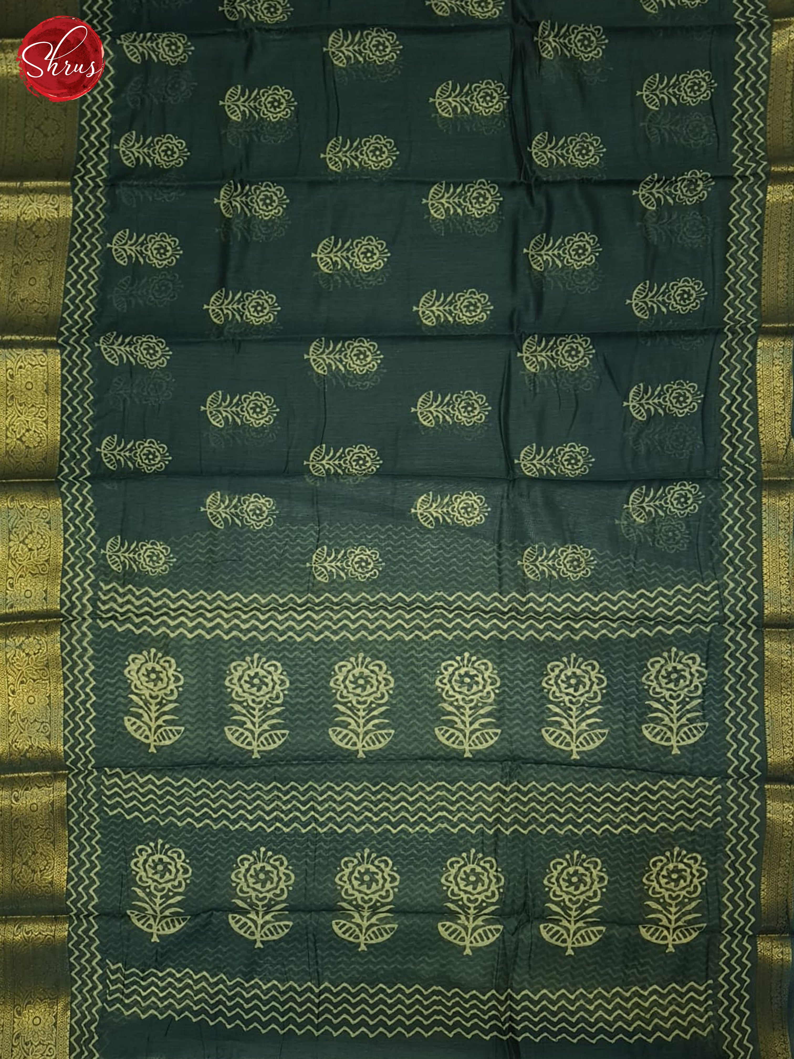 Greenish Grey(Single Tone) - Semi Matka Saree - Shop on ShrusEternity.com