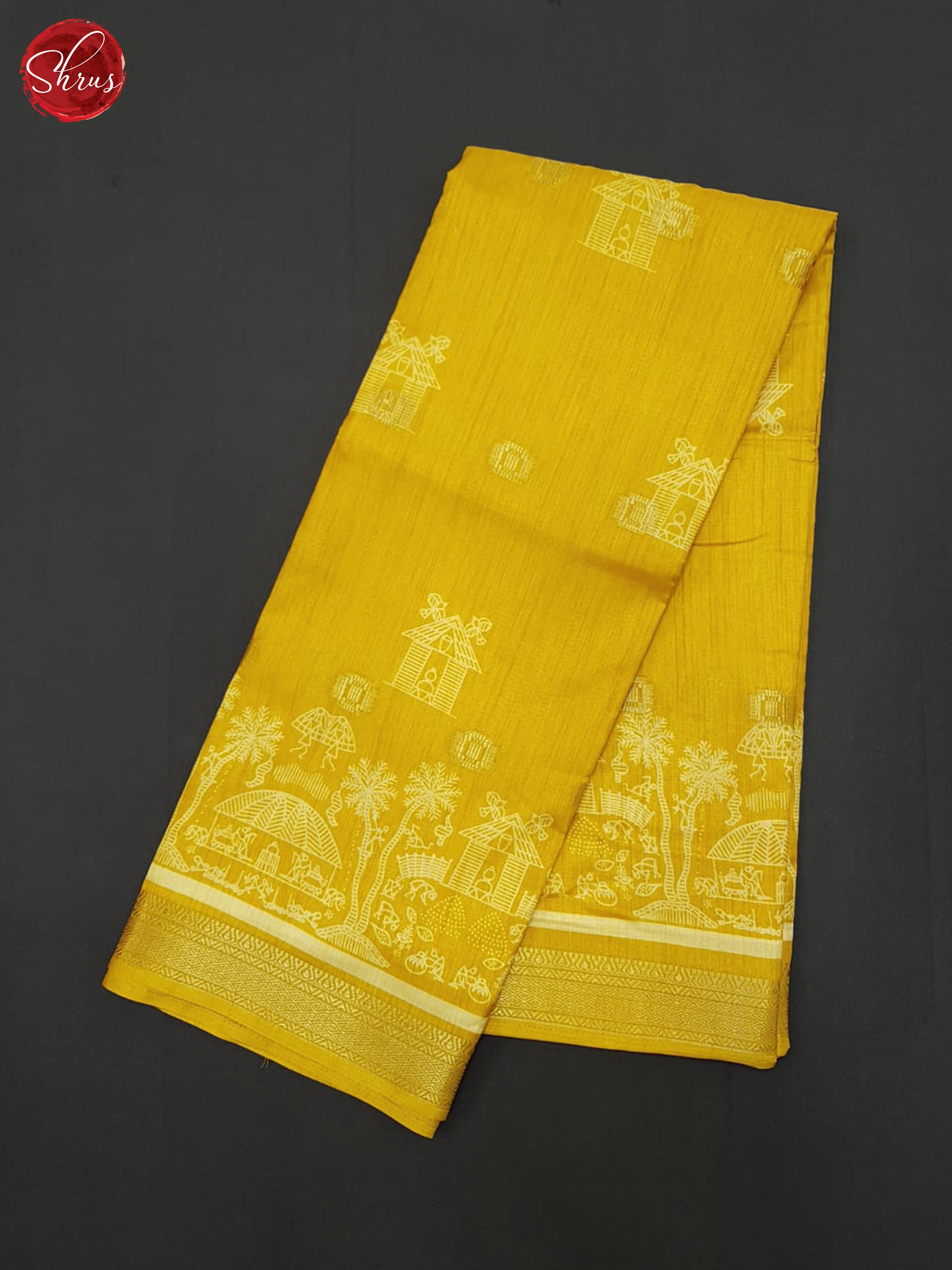 Yellow(SIngle Tone) - Semi Crepe Saree - Shop on ShrusEternity.com