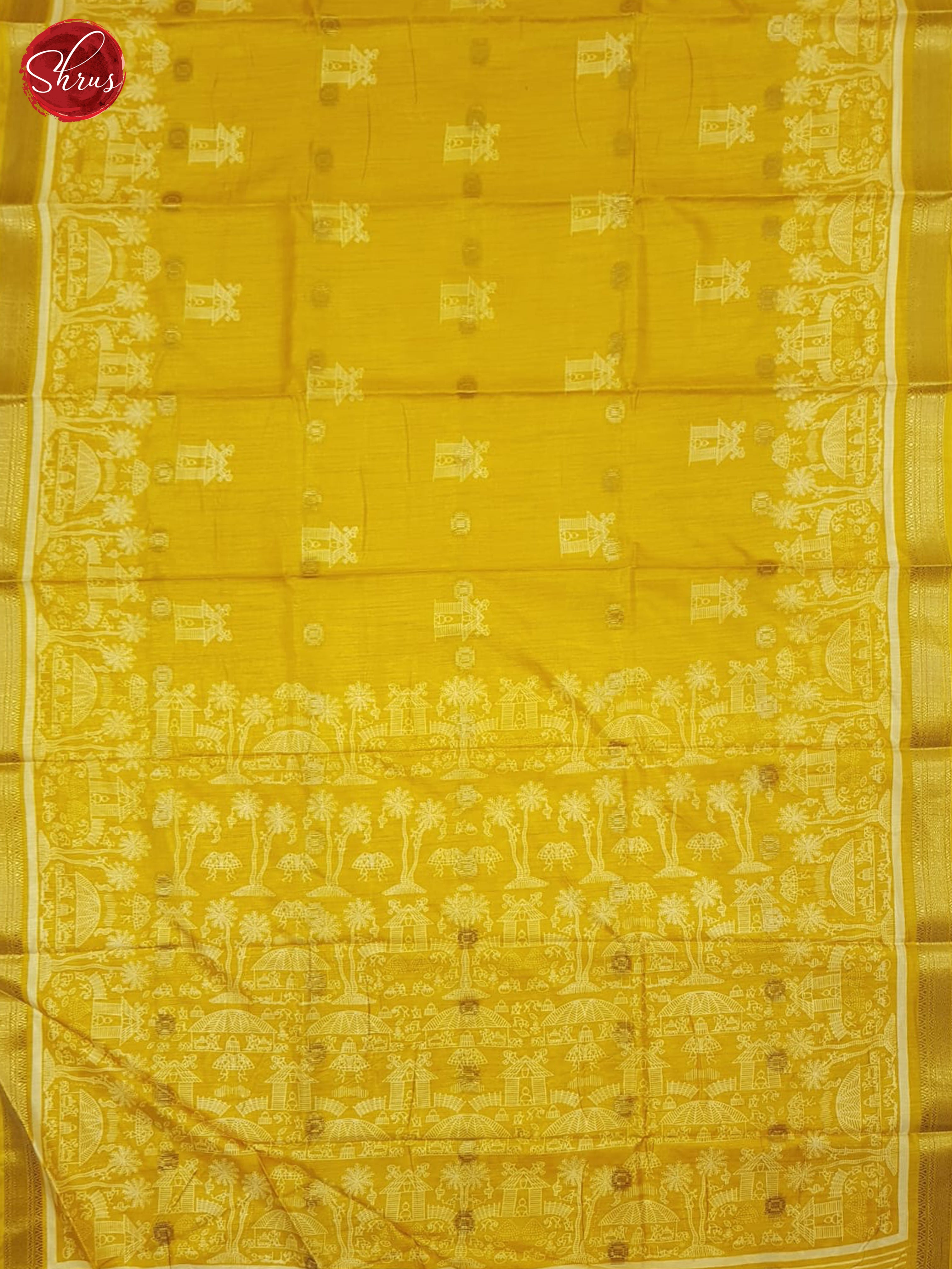 Yellow(SIngle Tone) - Semi Crepe Saree - Shop on ShrusEternity.com