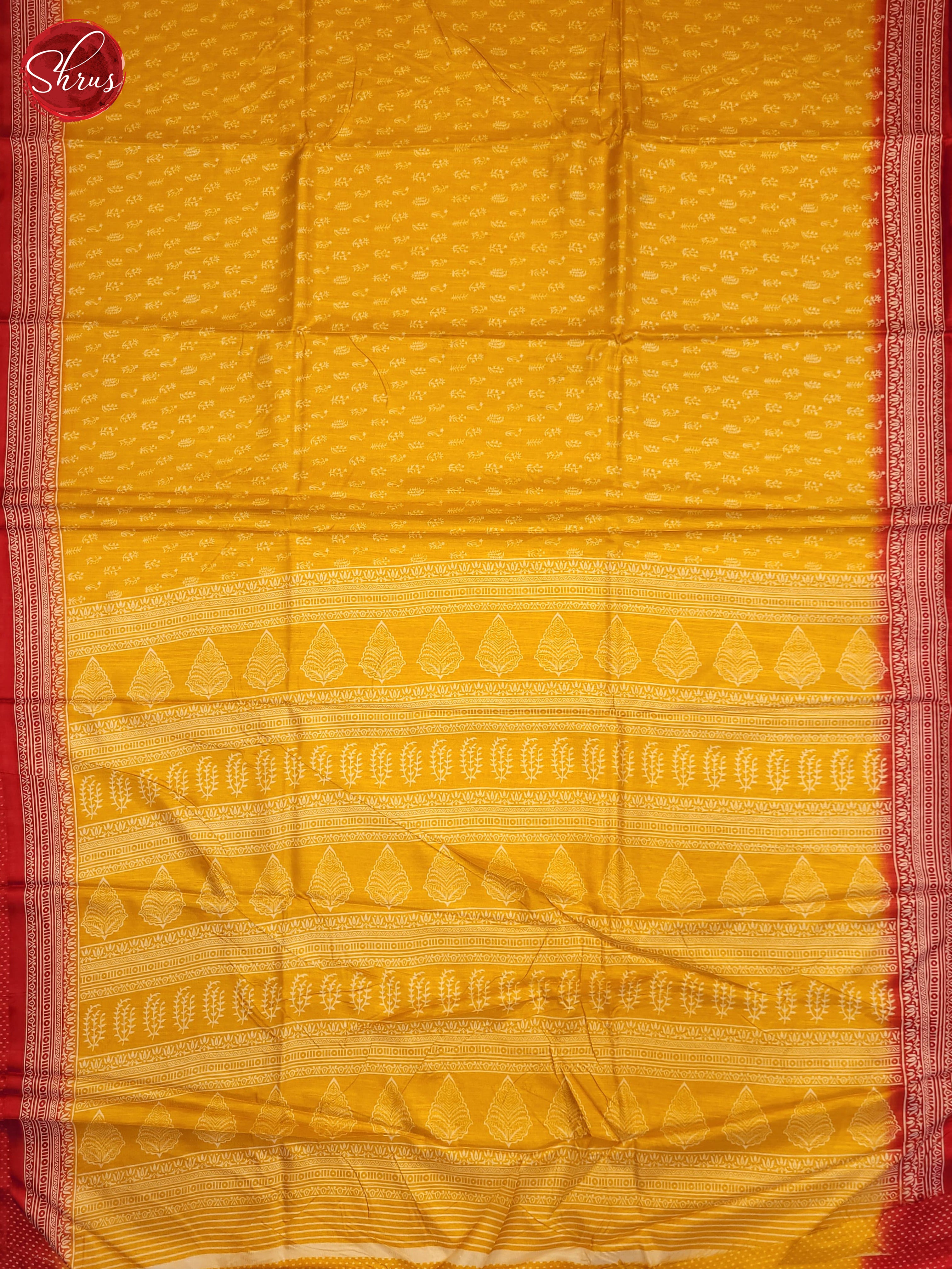 Yellow & Red- Semi Crepe Saree - Shop on ShrusEternity.com