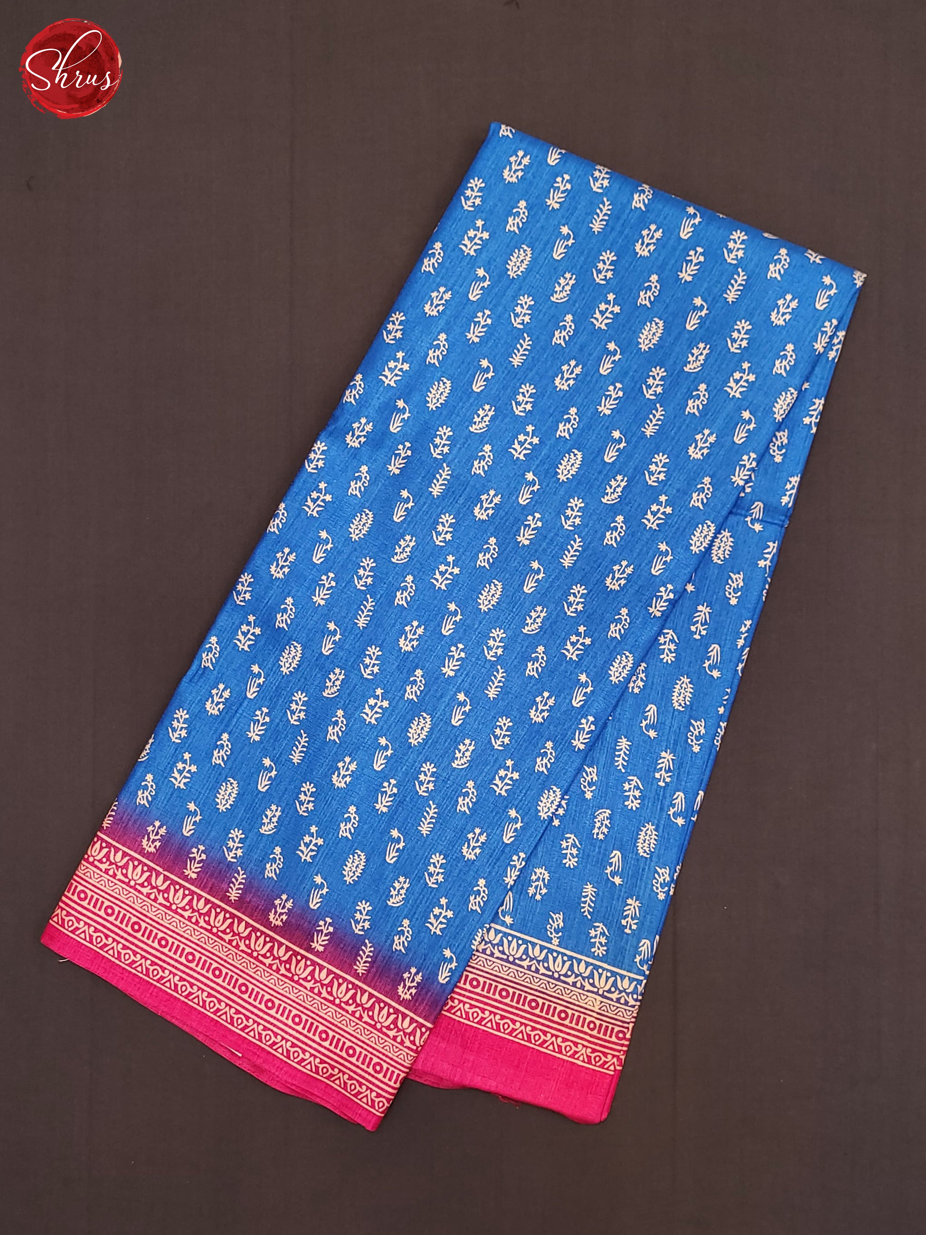 Blue & Pink - Semi Crepe Saree - Shop on ShrusEternity.com