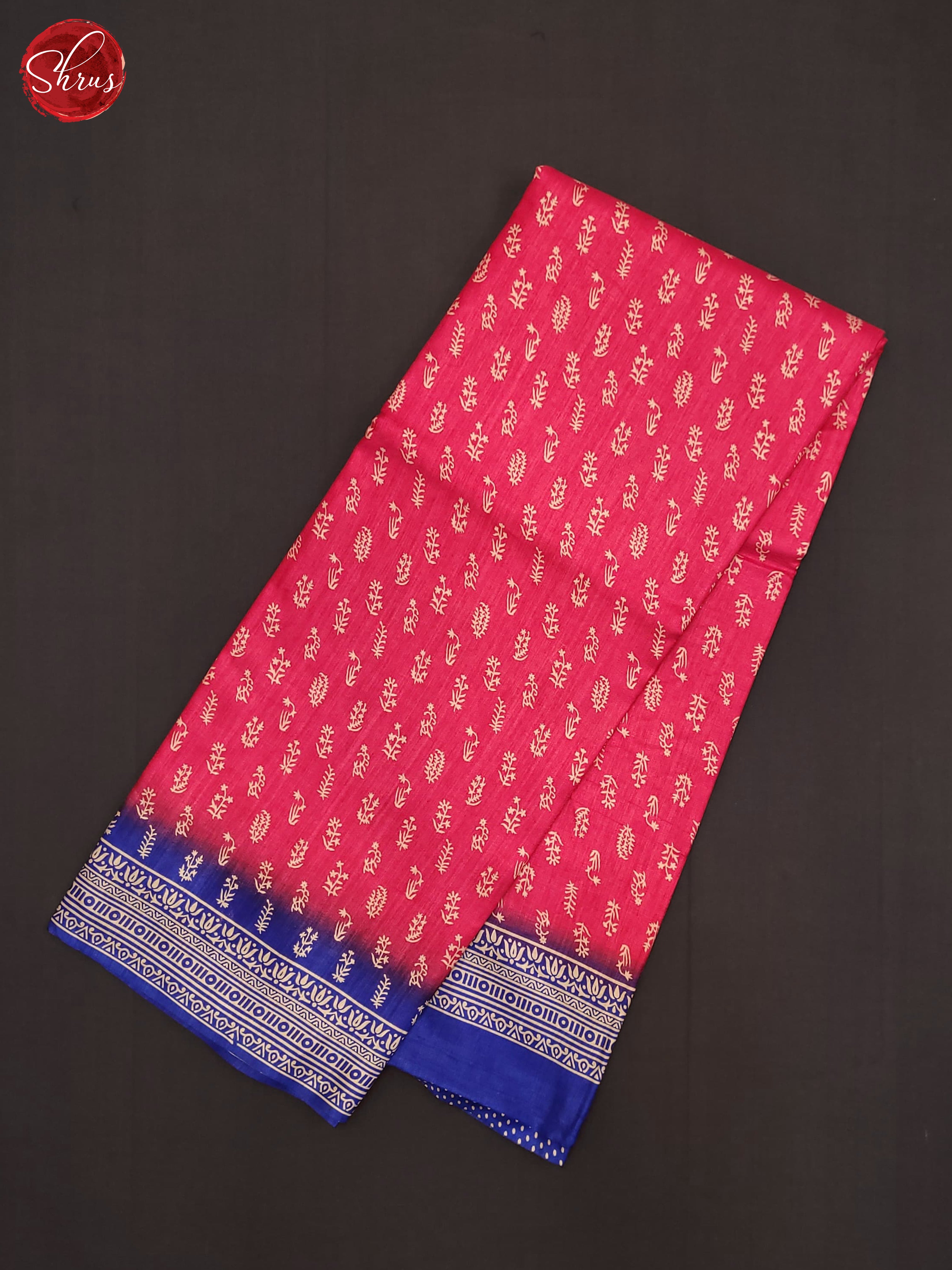 PInk & Blue - Semi Crepe Saree - Shop on ShrusEternity.com