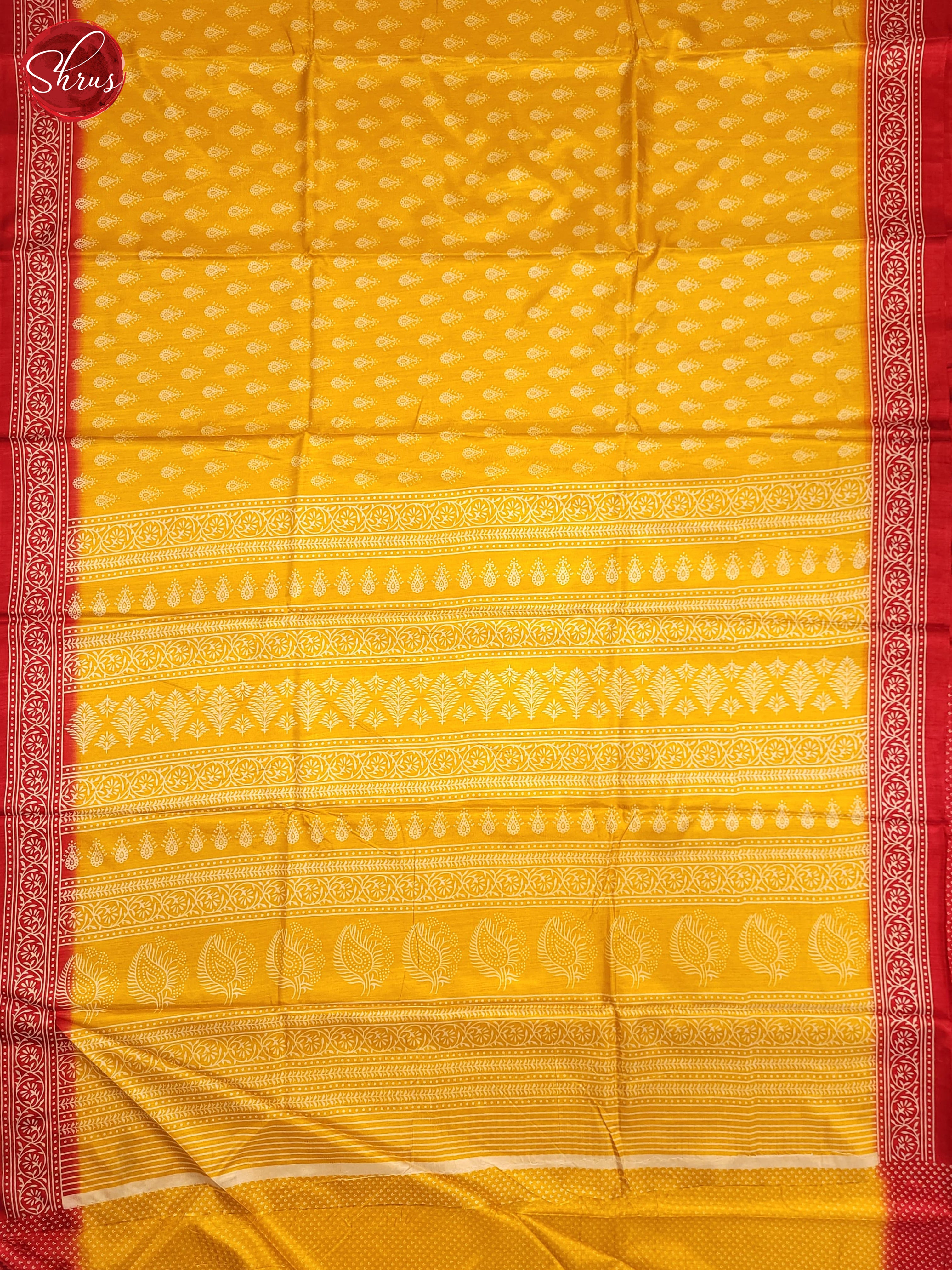 Yellow & Red- Semi Crepe Saree - Shop on ShrusEternity.com