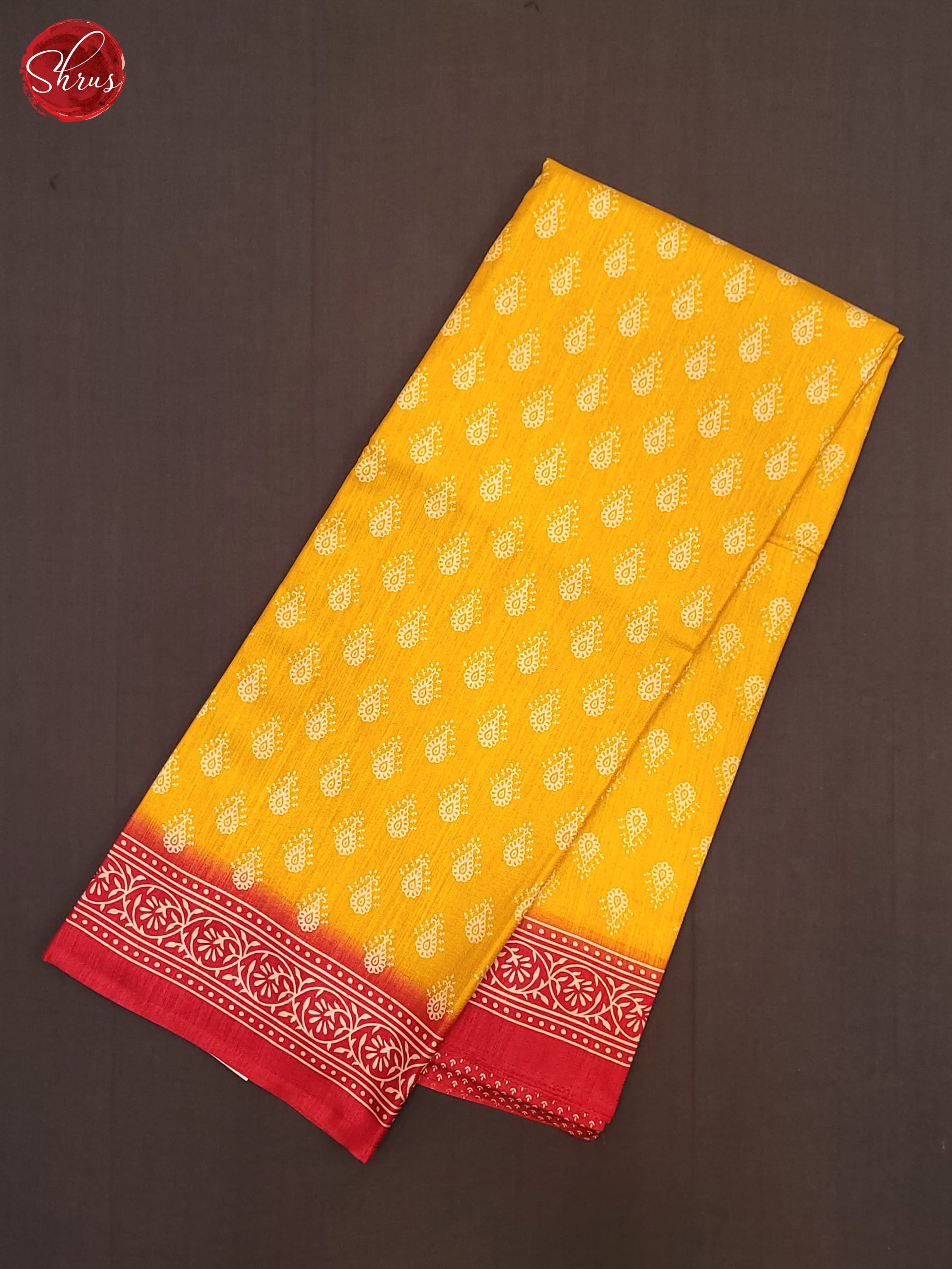 Yellow & Red- Semi Crepe Saree - Shop on ShrusEternity.com