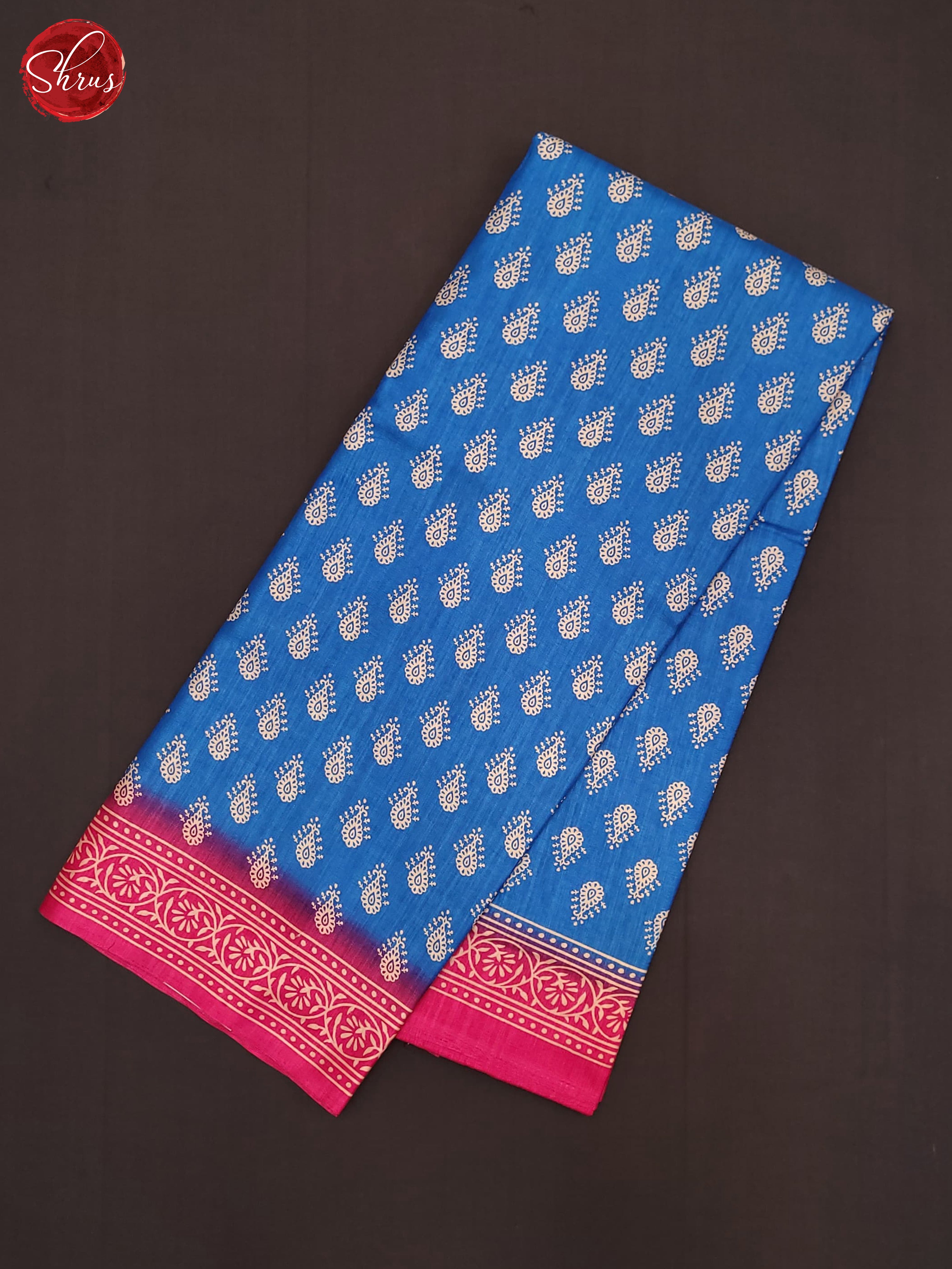 Blue & Pink- Semi Crepe Saree - Shop on ShrusEternity.com