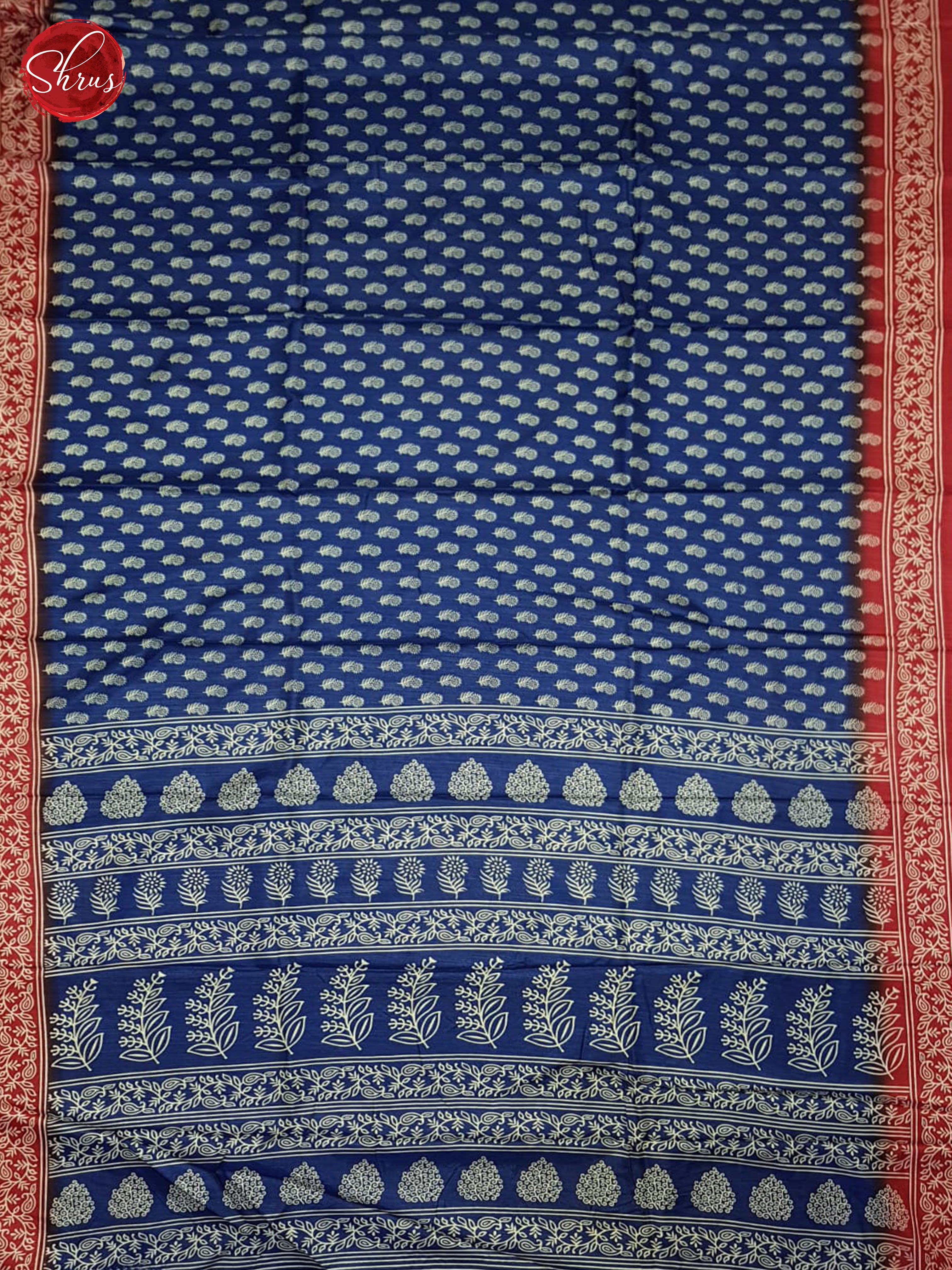 Blue & Red- Semi crepe Saree - Shop on ShrusEternity.com