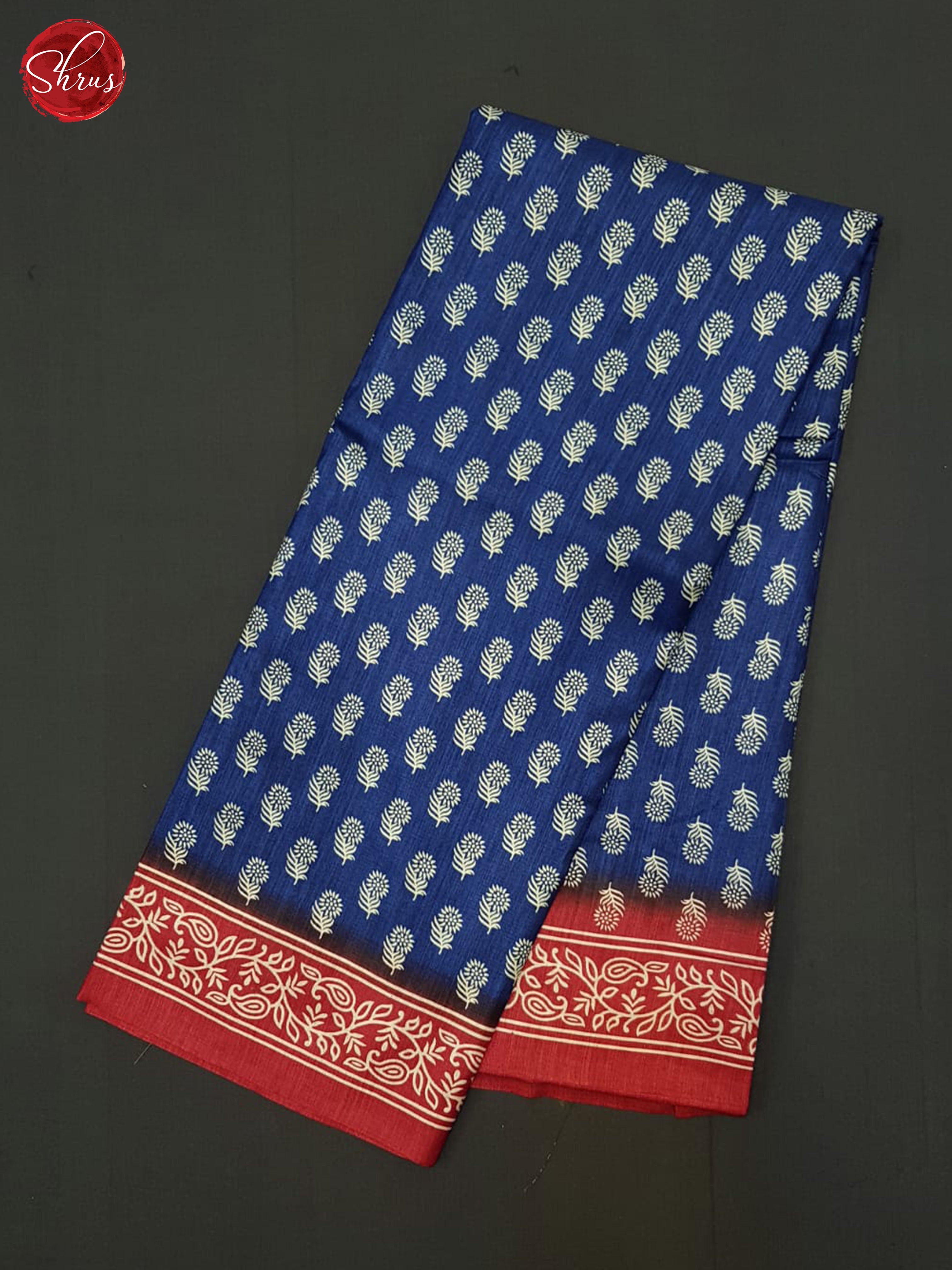 Blue & Red- Semi crepe Saree - Shop on ShrusEternity.com