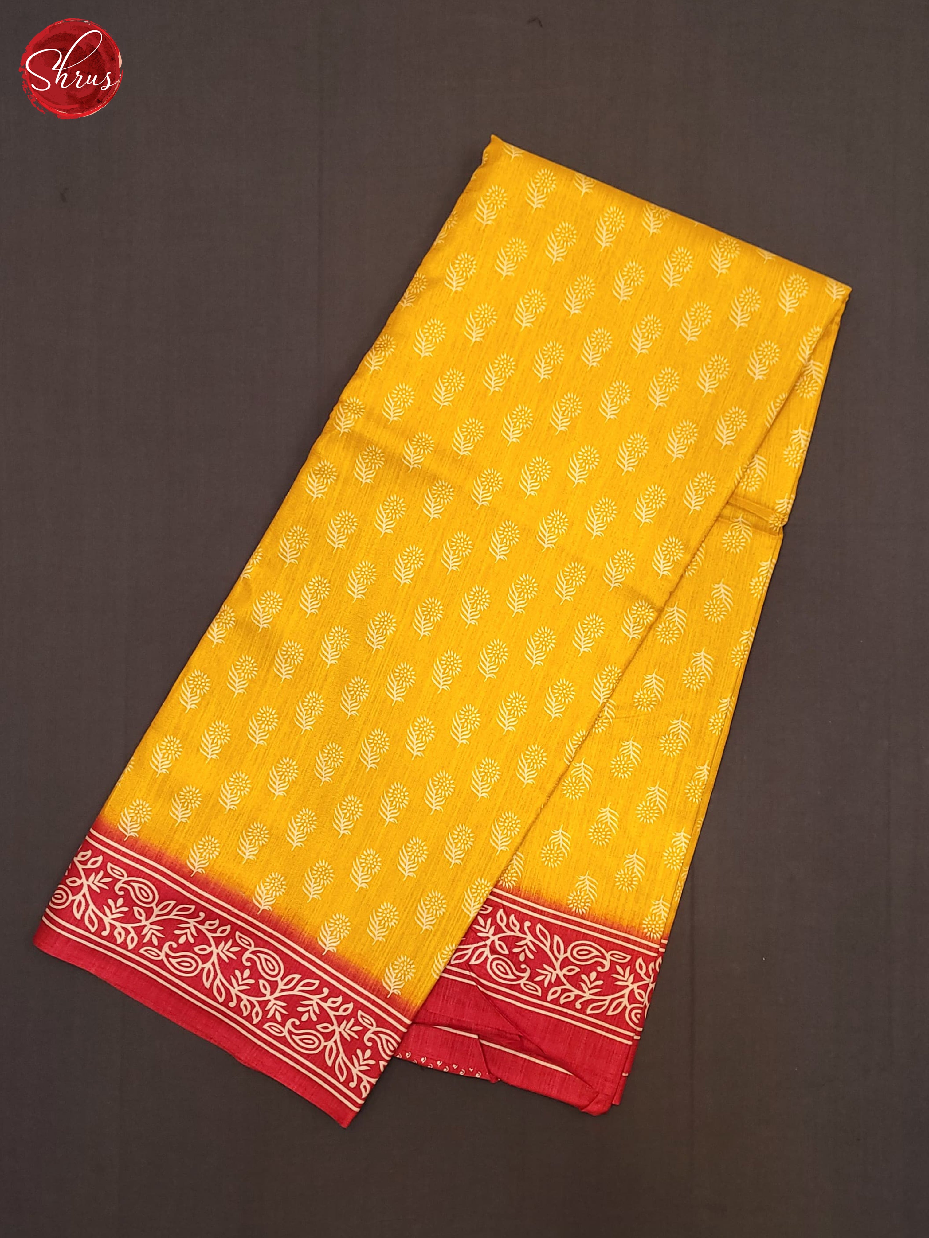 Yellow & Red - Semi Crepe Saree - Shop on ShrusEternity.com