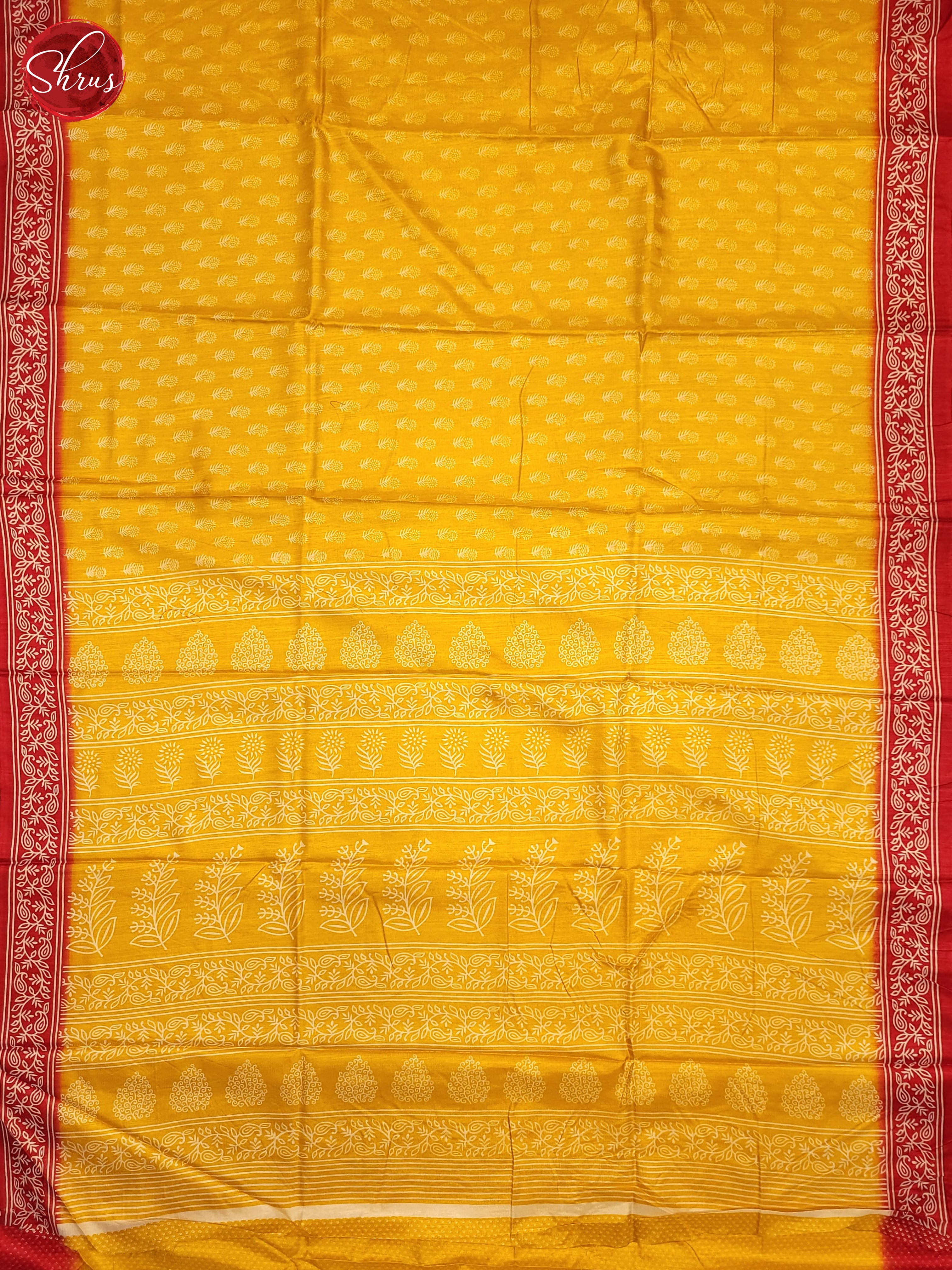 Yellow & Red - Semi Crepe Saree - Shop on ShrusEternity.com