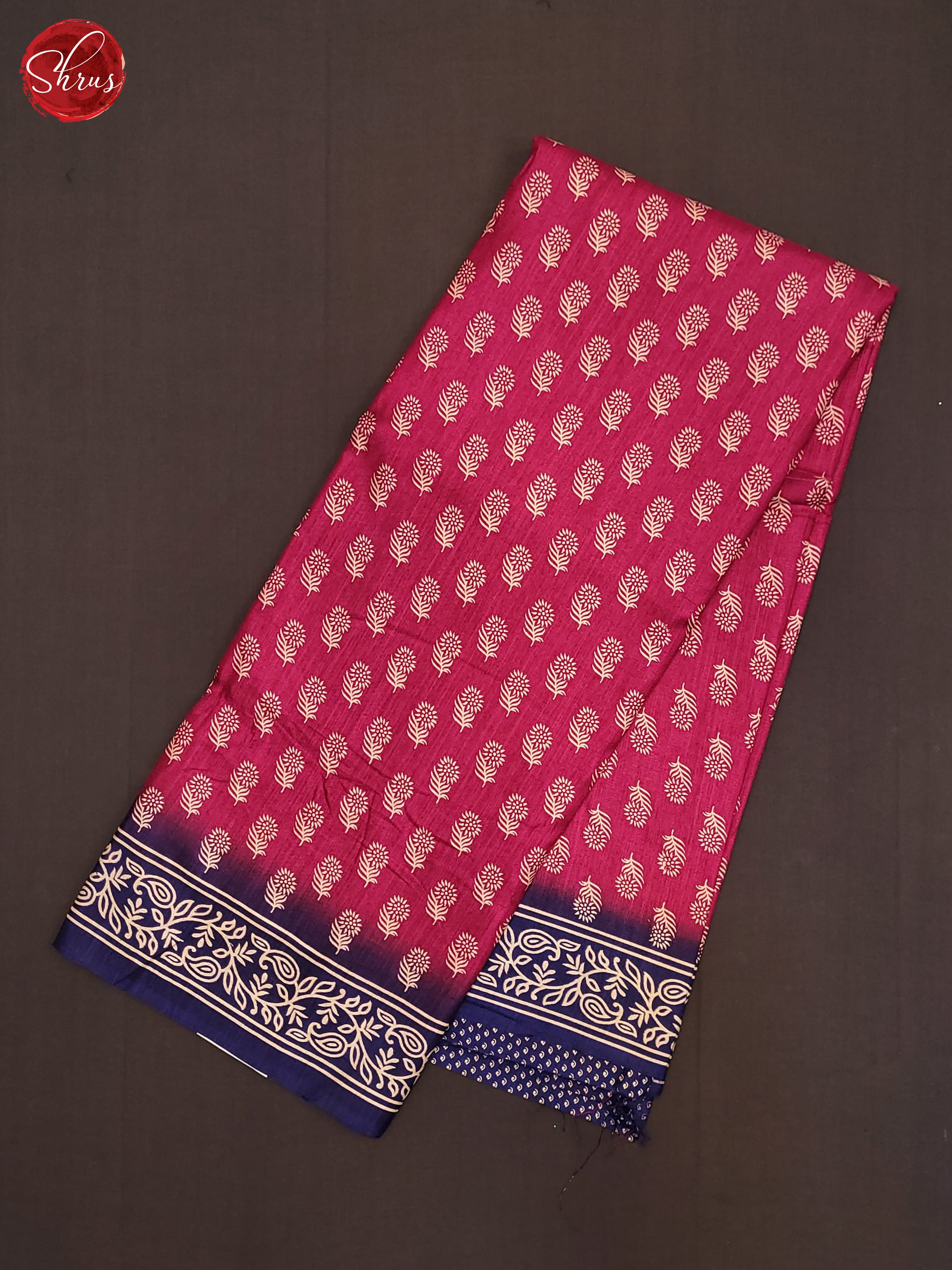 Pink & Blue  - Semi Crepe Saree - Shop on ShrusEternity.com