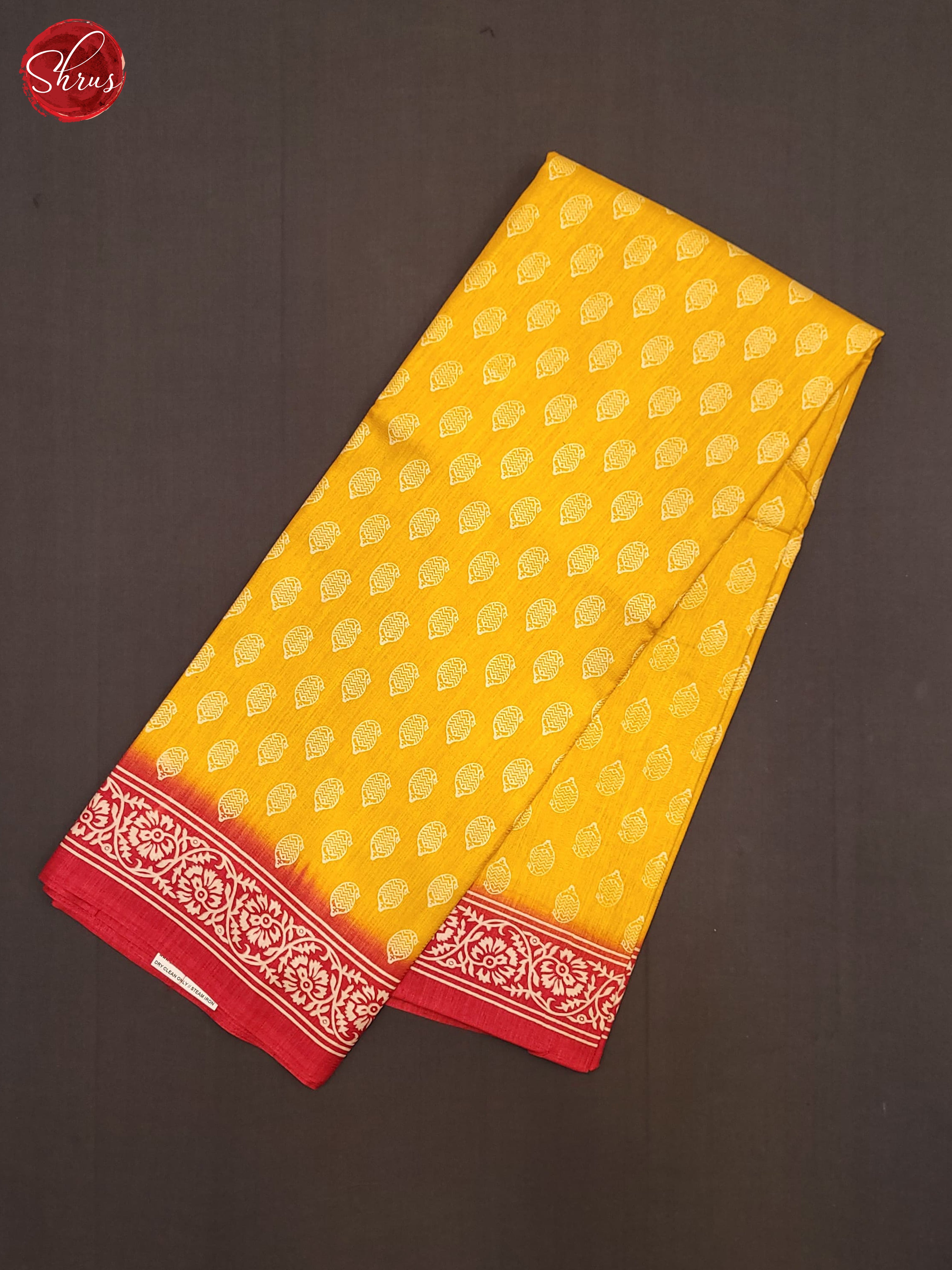 Yellow & Red - Semi Crepe Saree - Shop on ShrusEternity.com