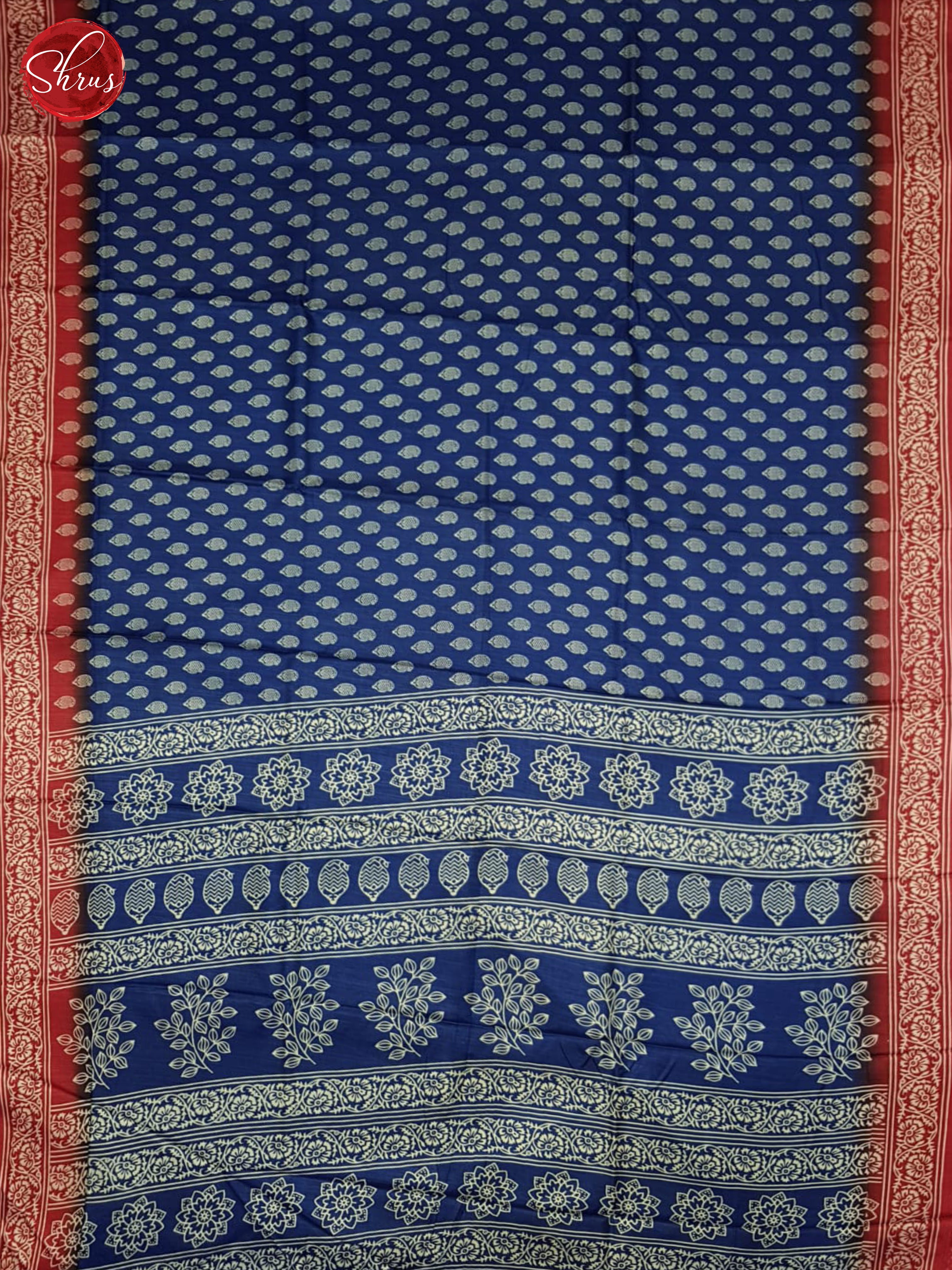 blue and red-semi crepe saree - Shop on ShrusEternity.com