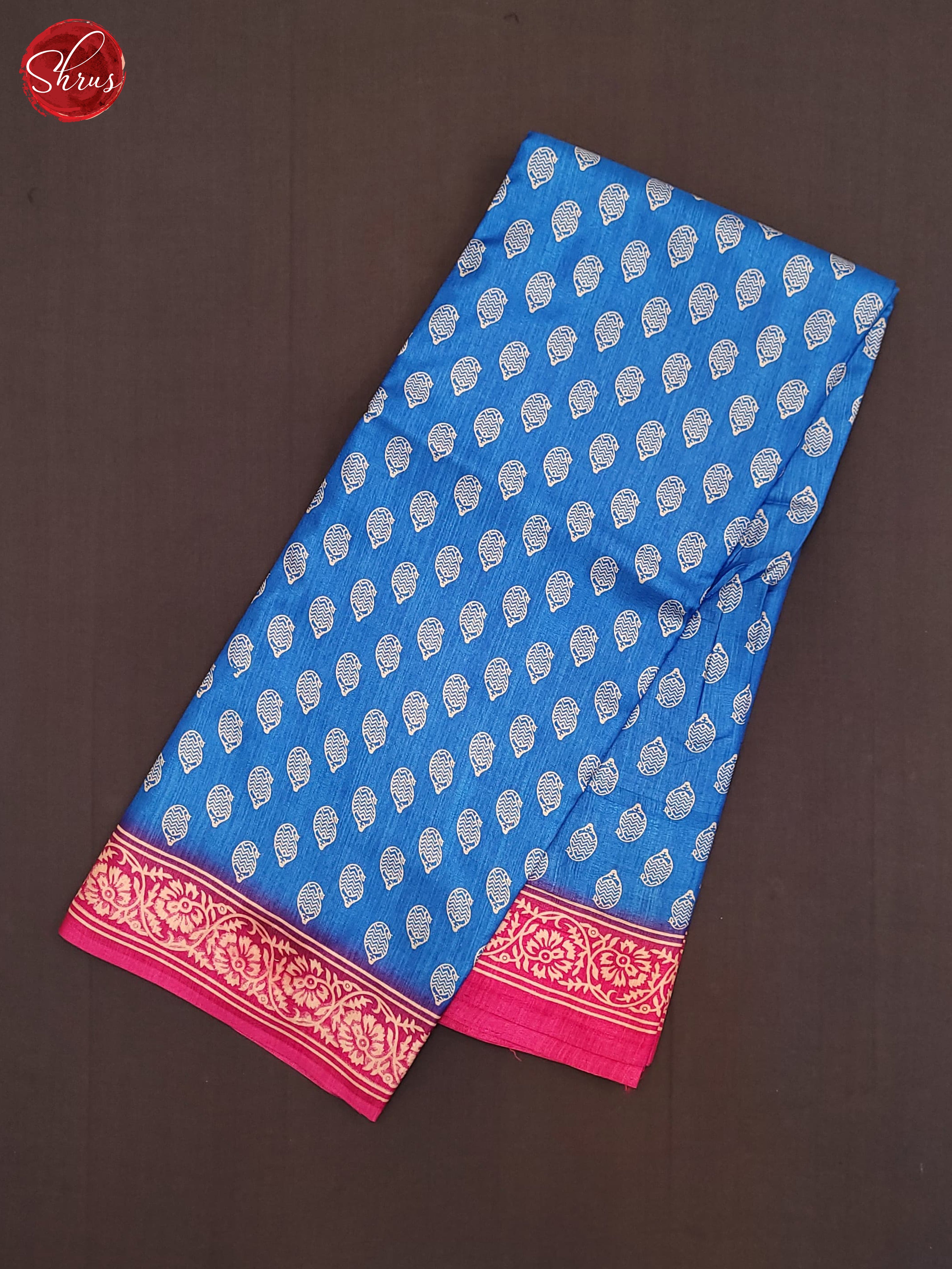 Blue & Pink - Semi Crepe Saree - Shop on ShrusEternity.com