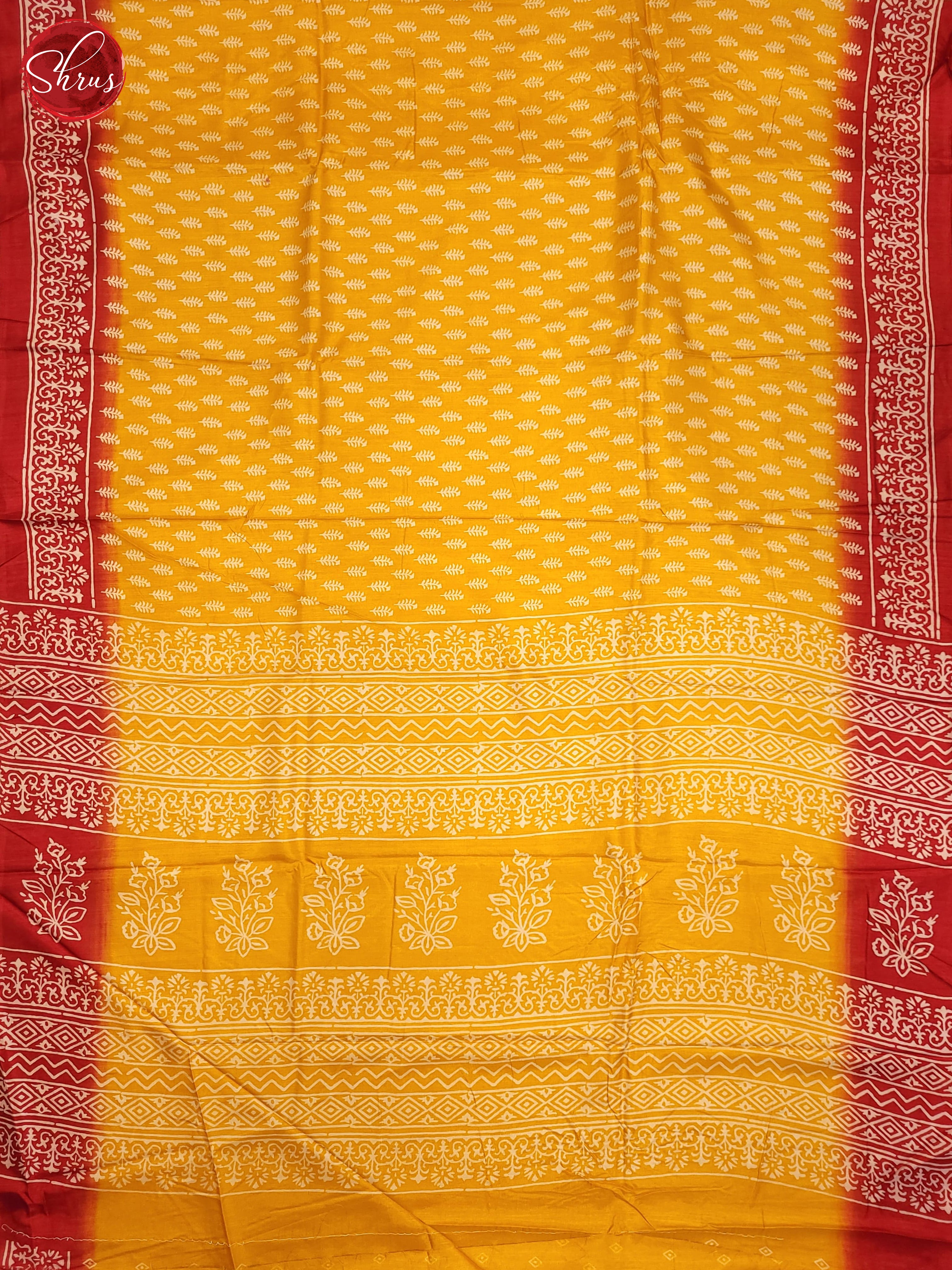 Yellow & Red- Semi Crepe Saree - Shop on ShrusEternity.com