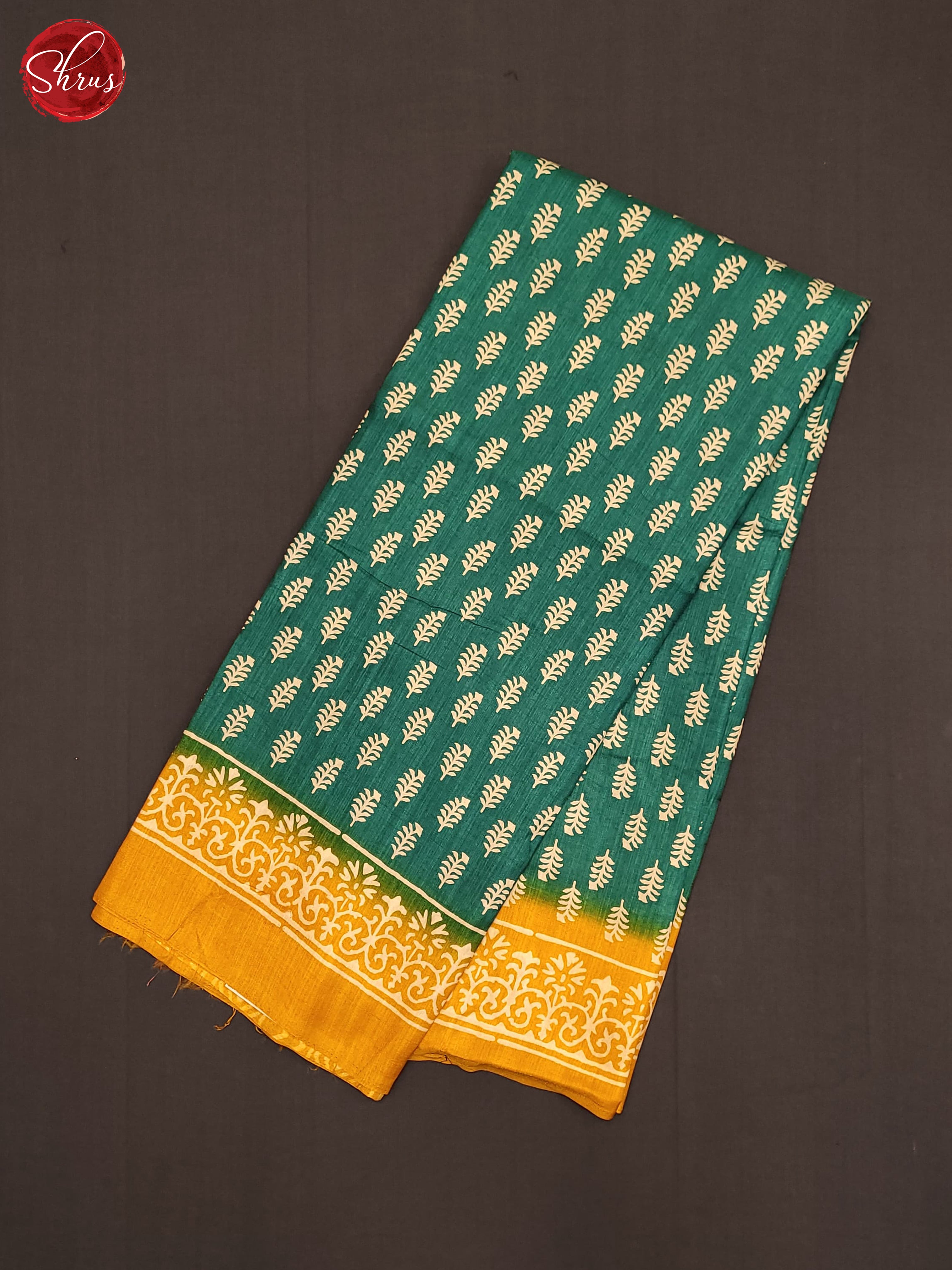 Green & Yellow- Semi Crepe Saree - Shop on ShrusEternity.com