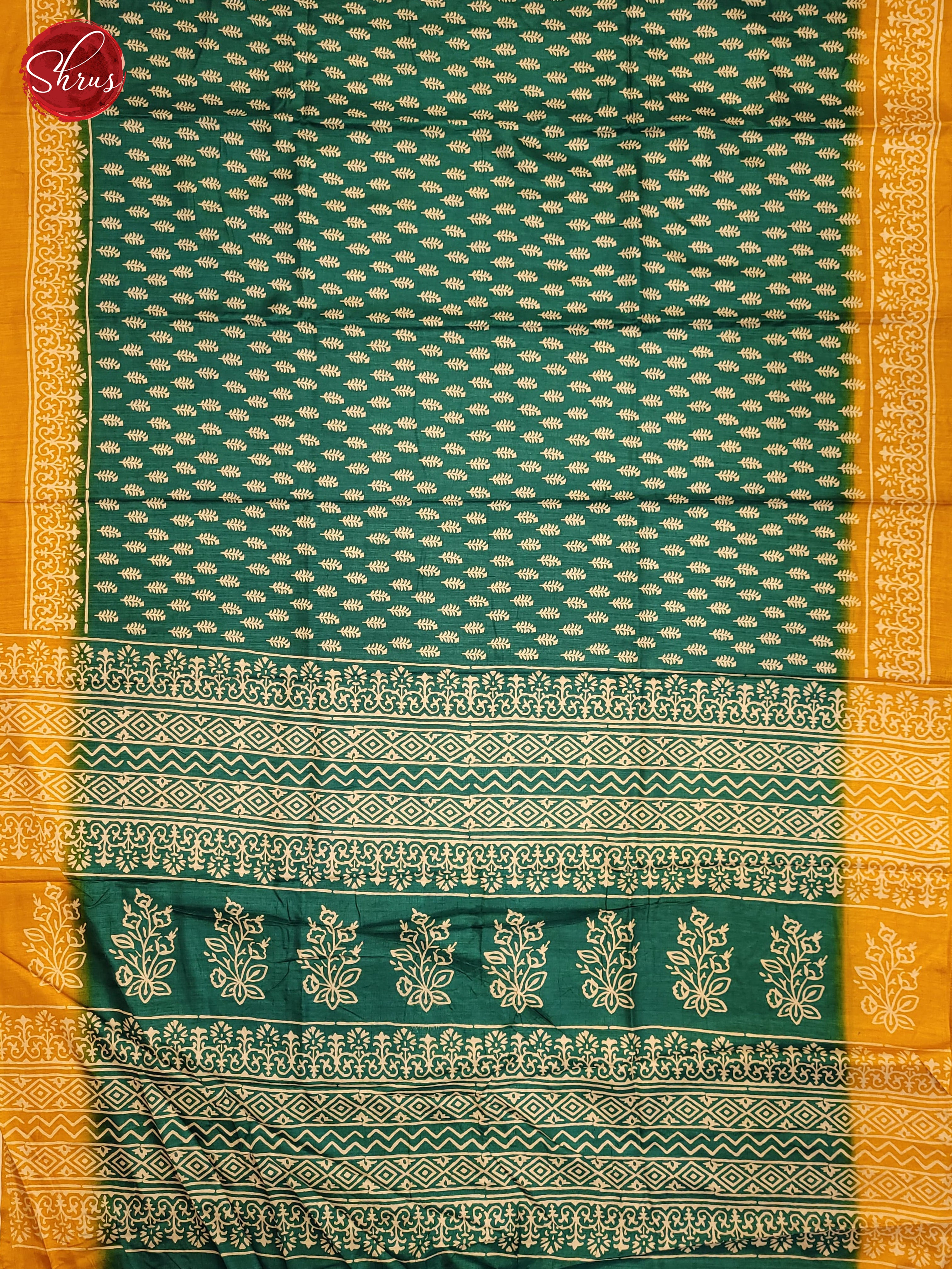 Green & Yellow- Semi Crepe Saree - Shop on ShrusEternity.com