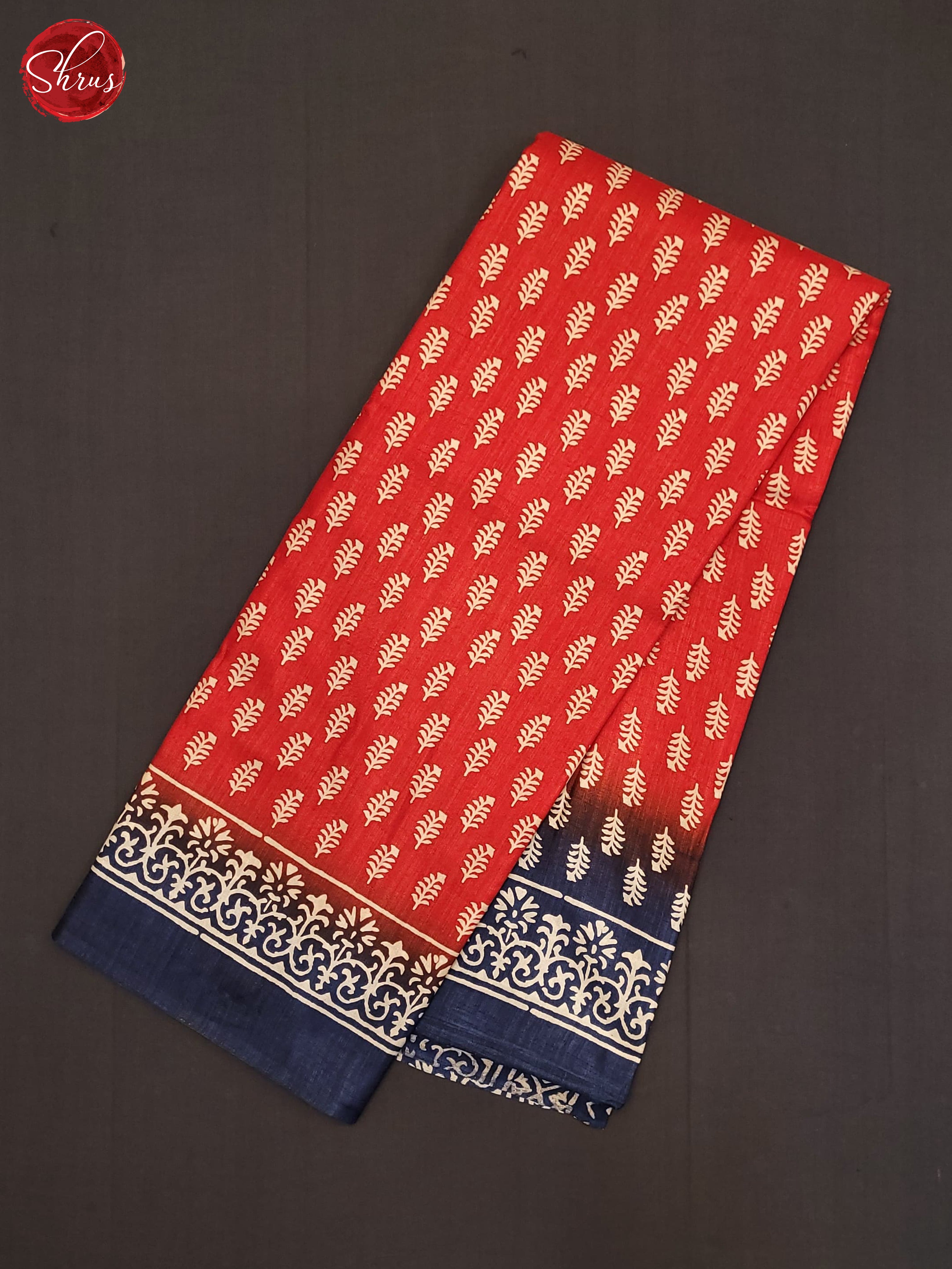 Red & Blue - Semi Crepe Saree - Shop on ShrusEternity.com