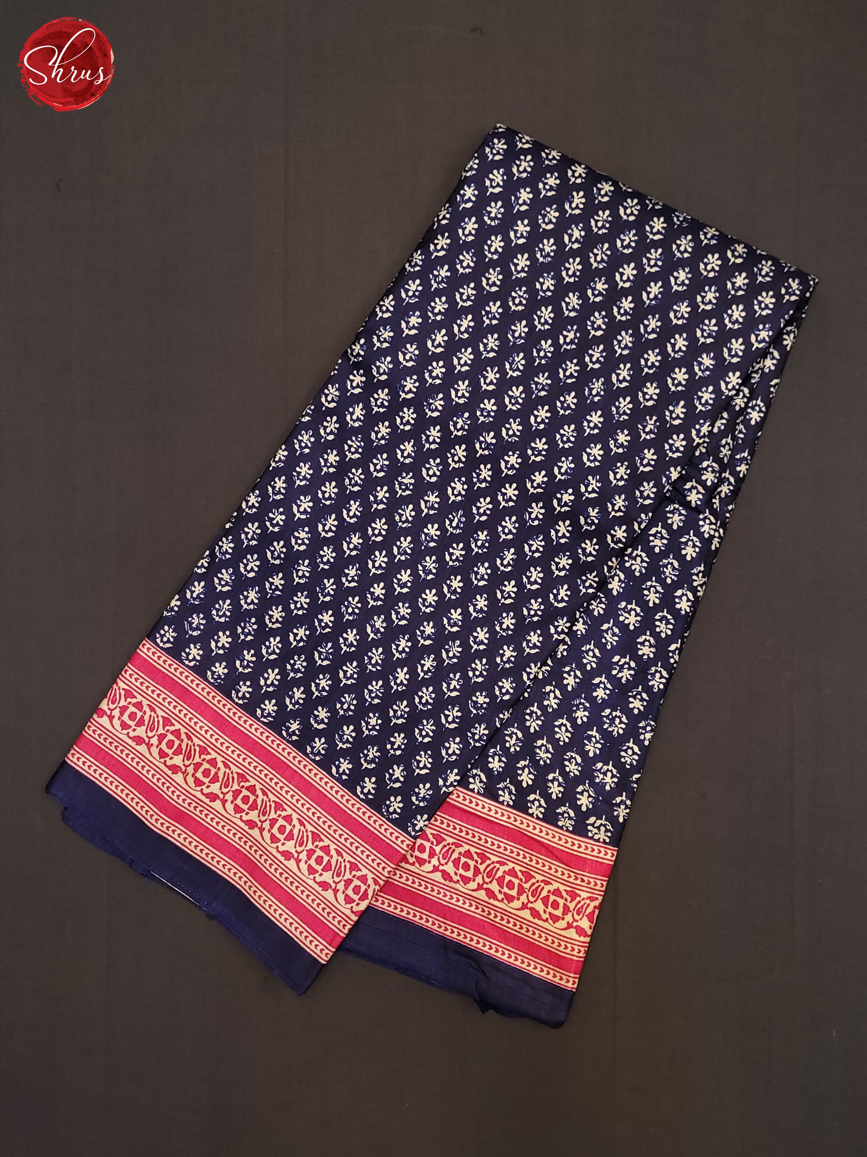 Navy Blue & Pink - Semi Crepe Saree - Shop on ShrusEternity.com