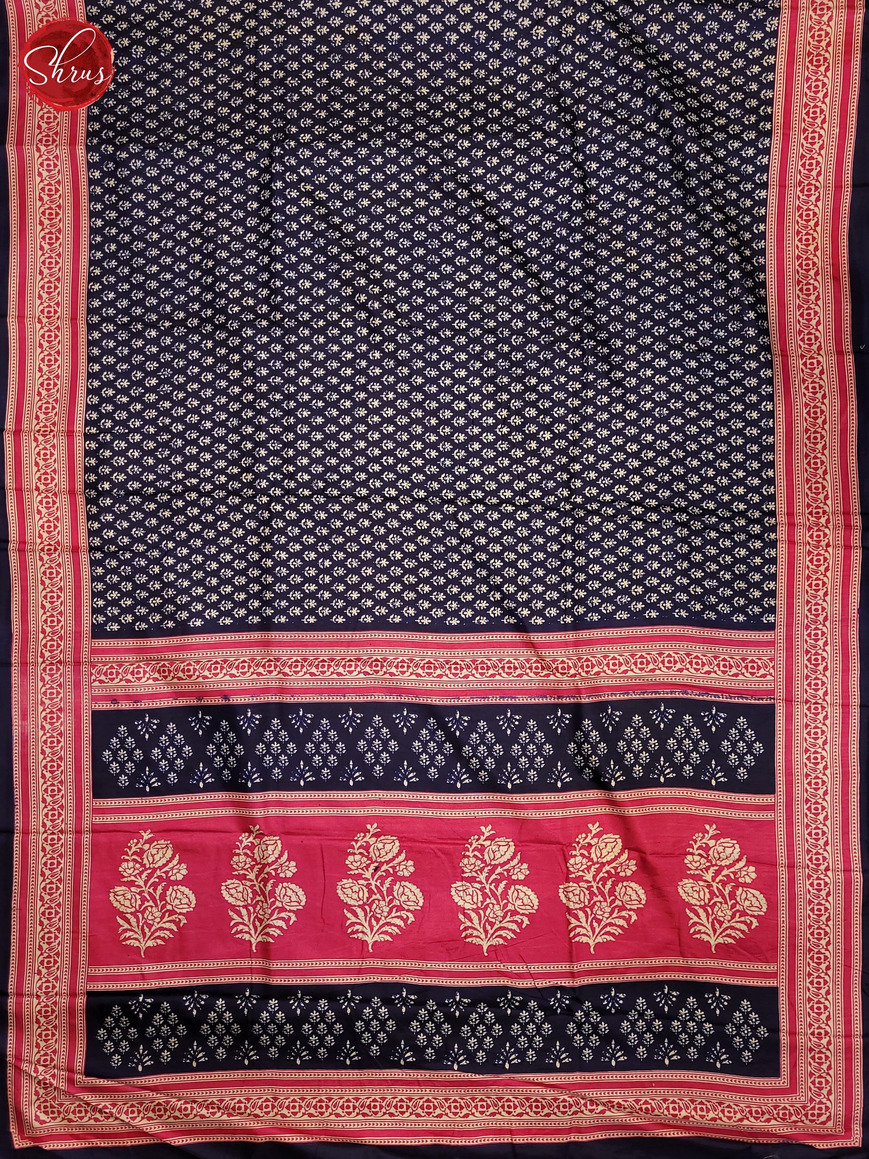 Navy Blue & Pink - Semi Crepe Saree - Shop on ShrusEternity.com