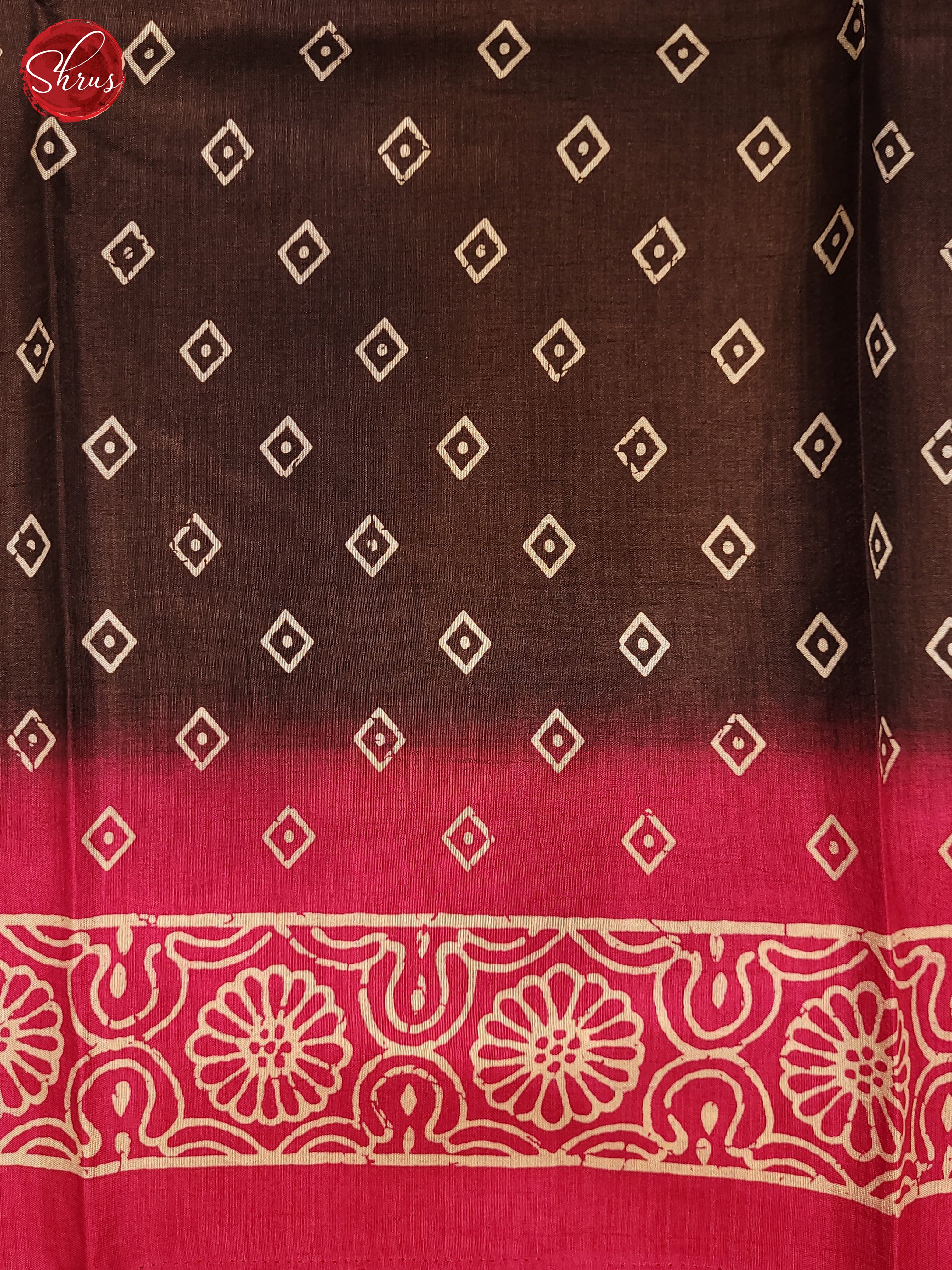 Brown & Pink - Semi Crepe Saree - Shop on ShrusEternity.com