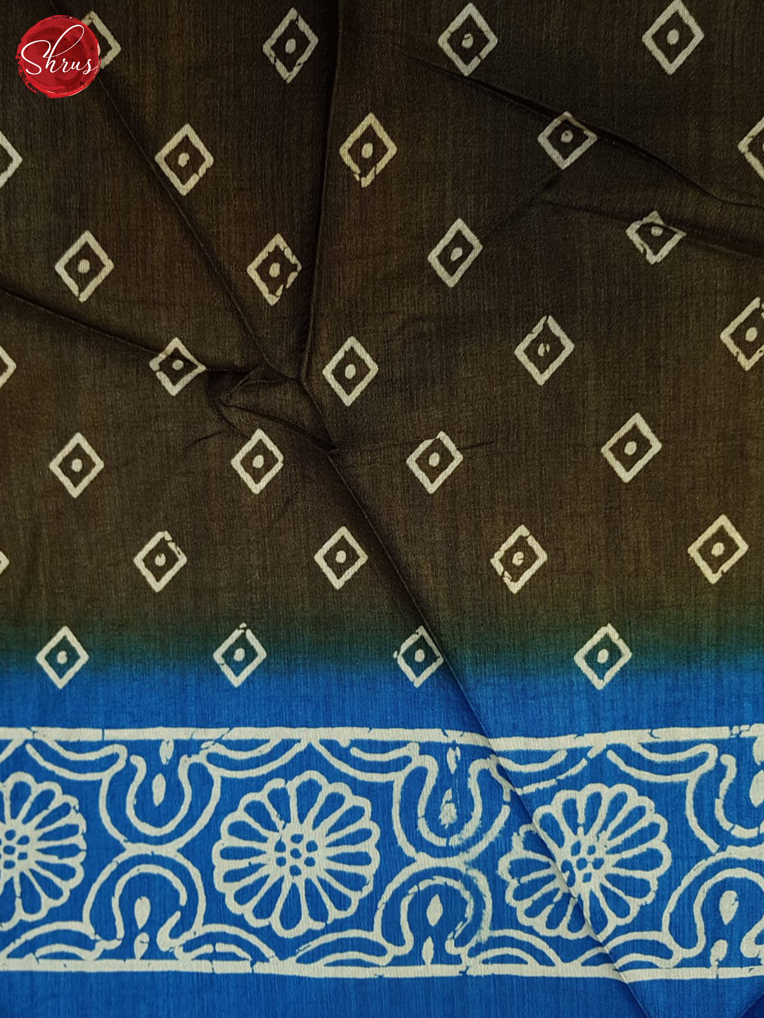 Brown  & Blue- Semi crepe Saree - Shop on ShrusEternity.com