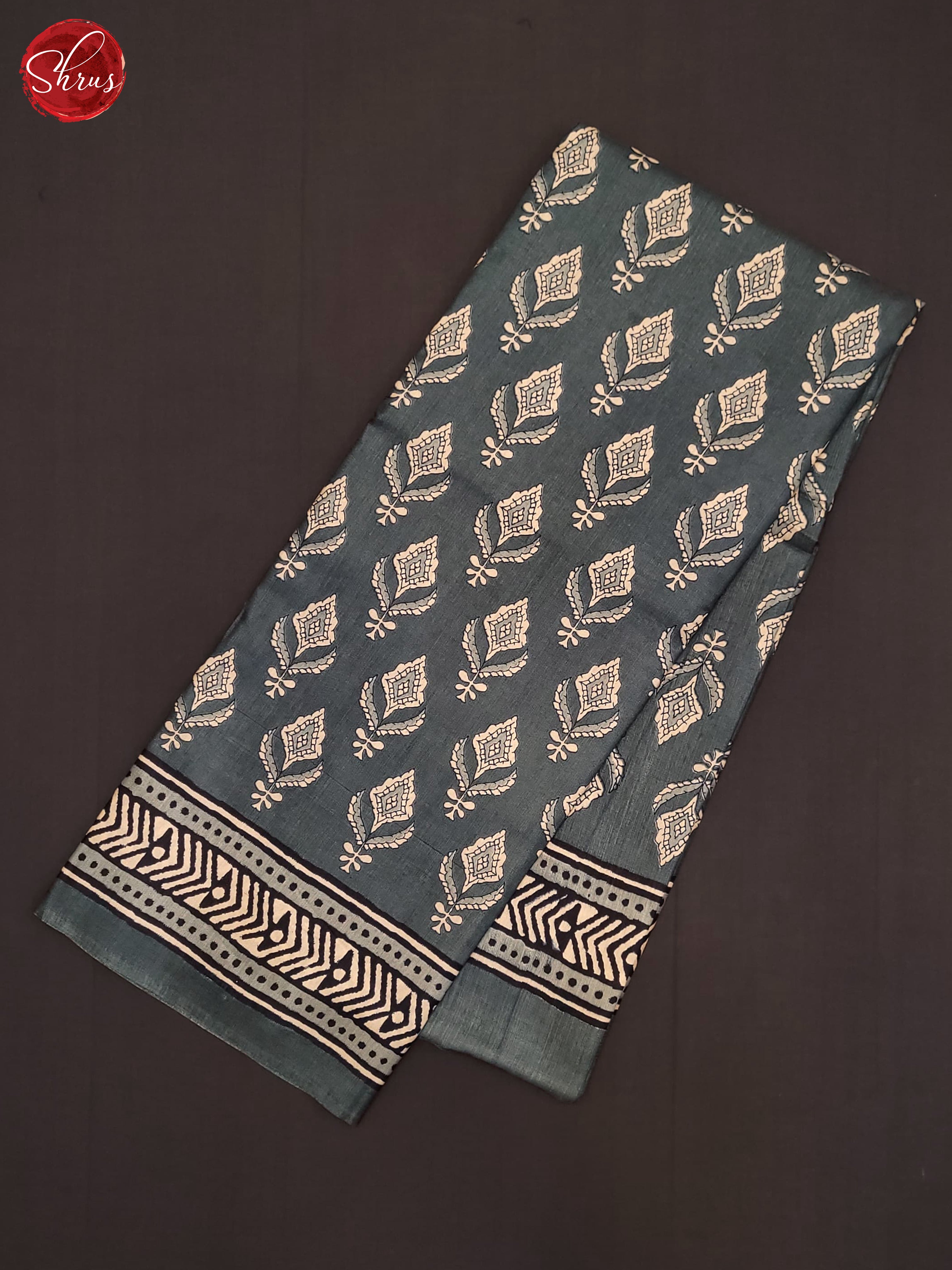 Bluish Grey(Single Tone) - Semi Crepe Saree - Shop on ShrusEternity.com