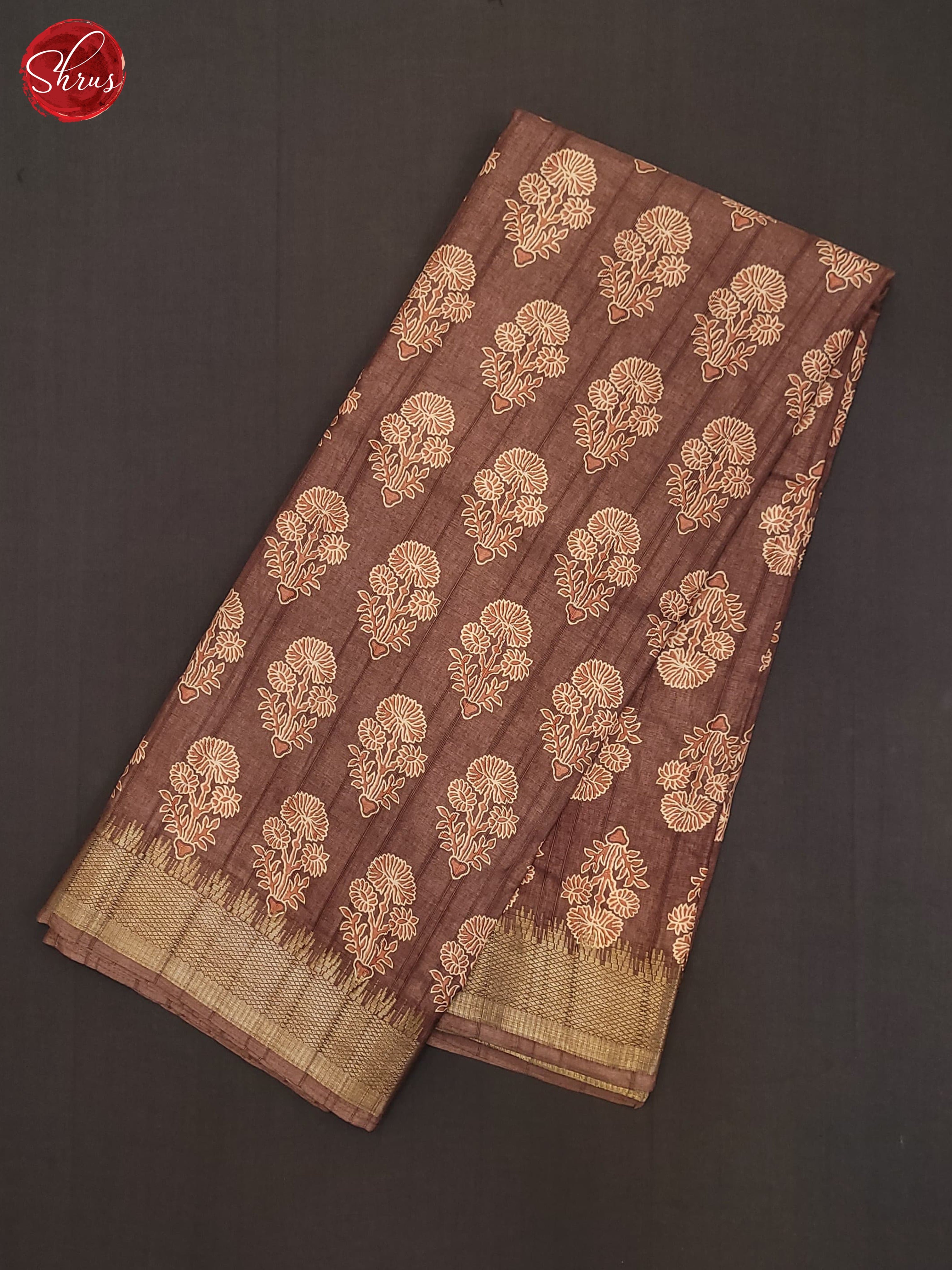 Brown(Single Tone) - Semi Crepe Saree - Shop on ShrusEternity.com