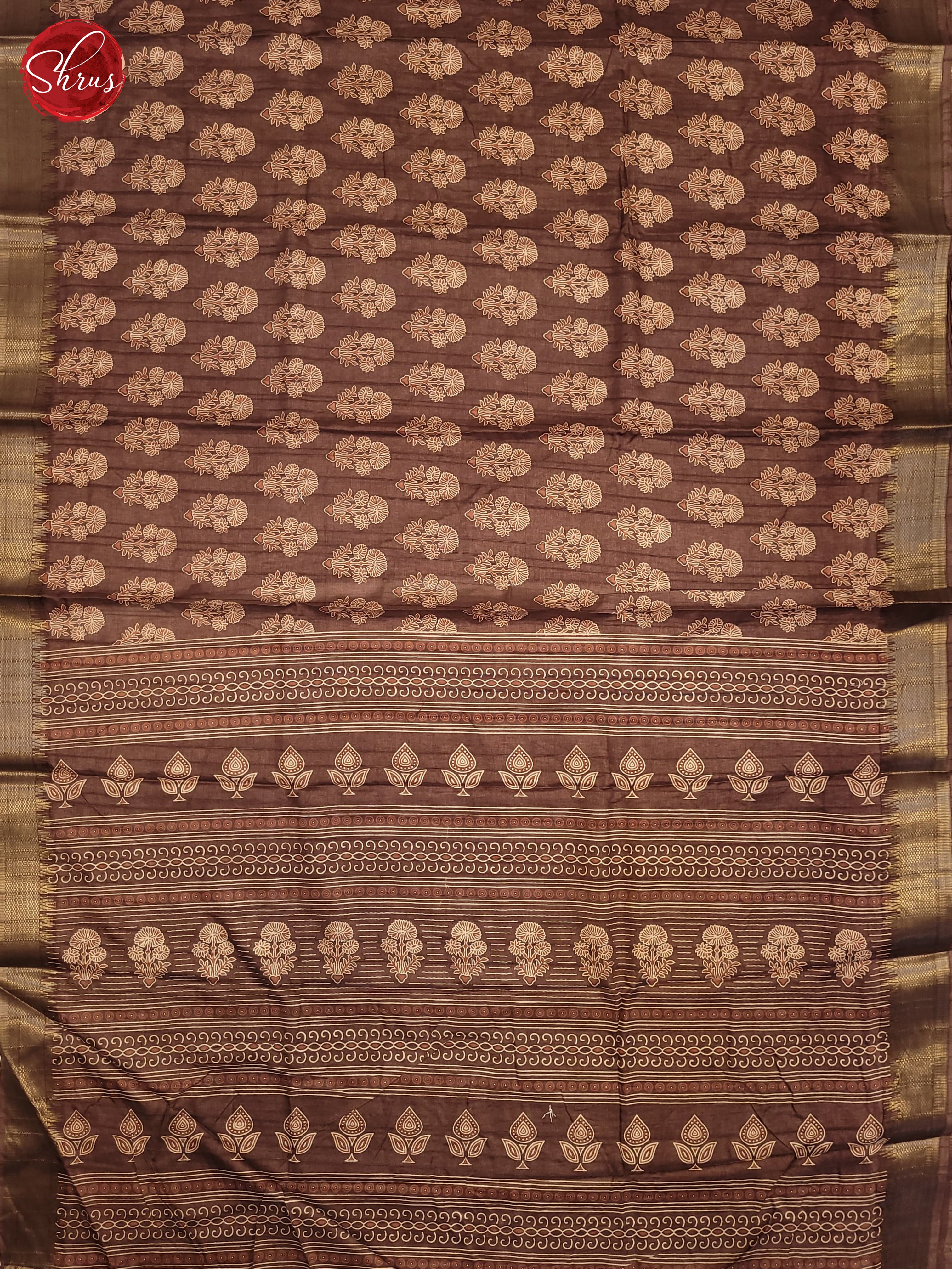 Brown(Single Tone) - Semi Crepe Saree - Shop on ShrusEternity.com