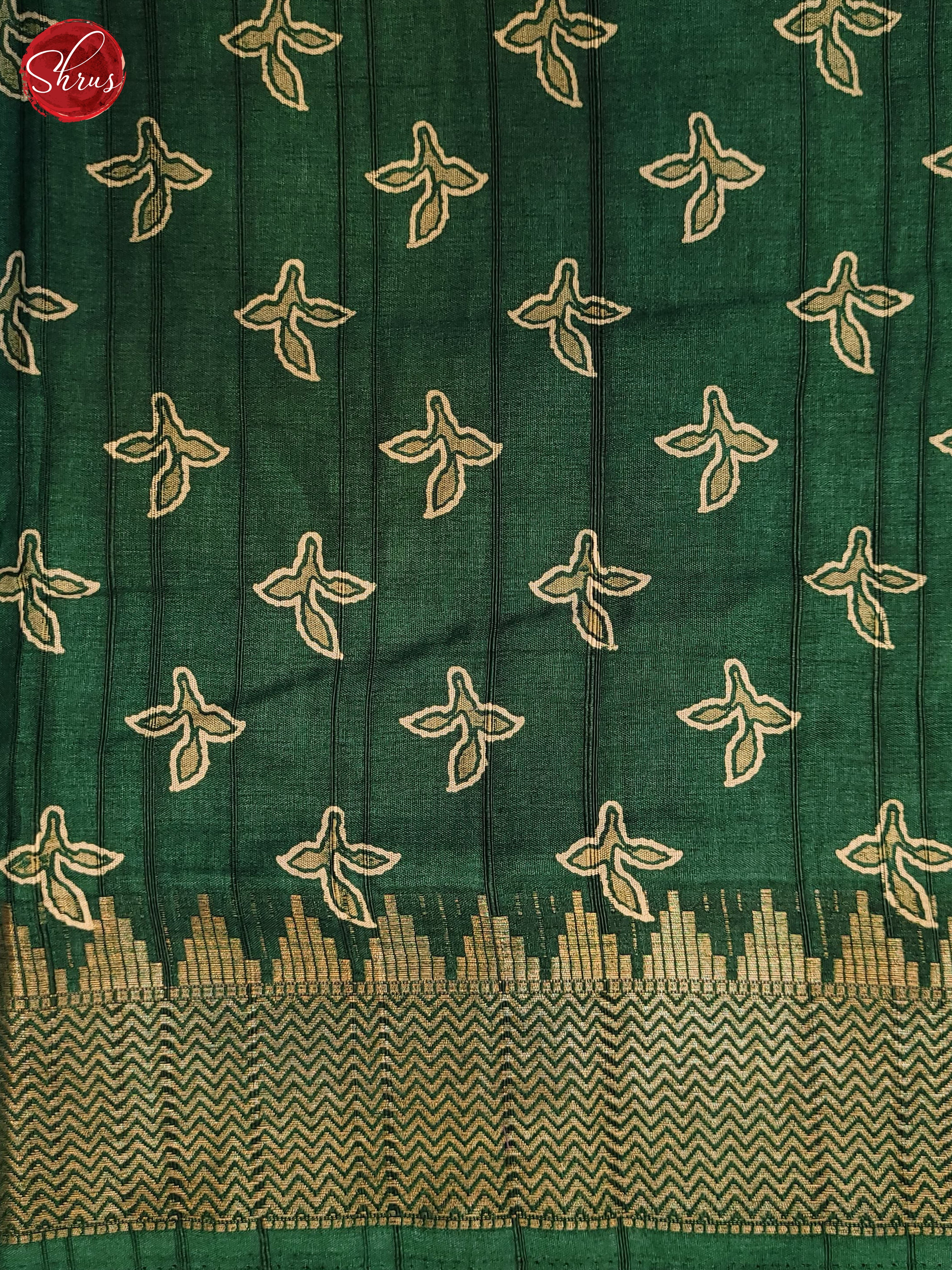 Bottle Green(Single Tone) - Semi Crepe Saree - Shop on ShrusEternity.com