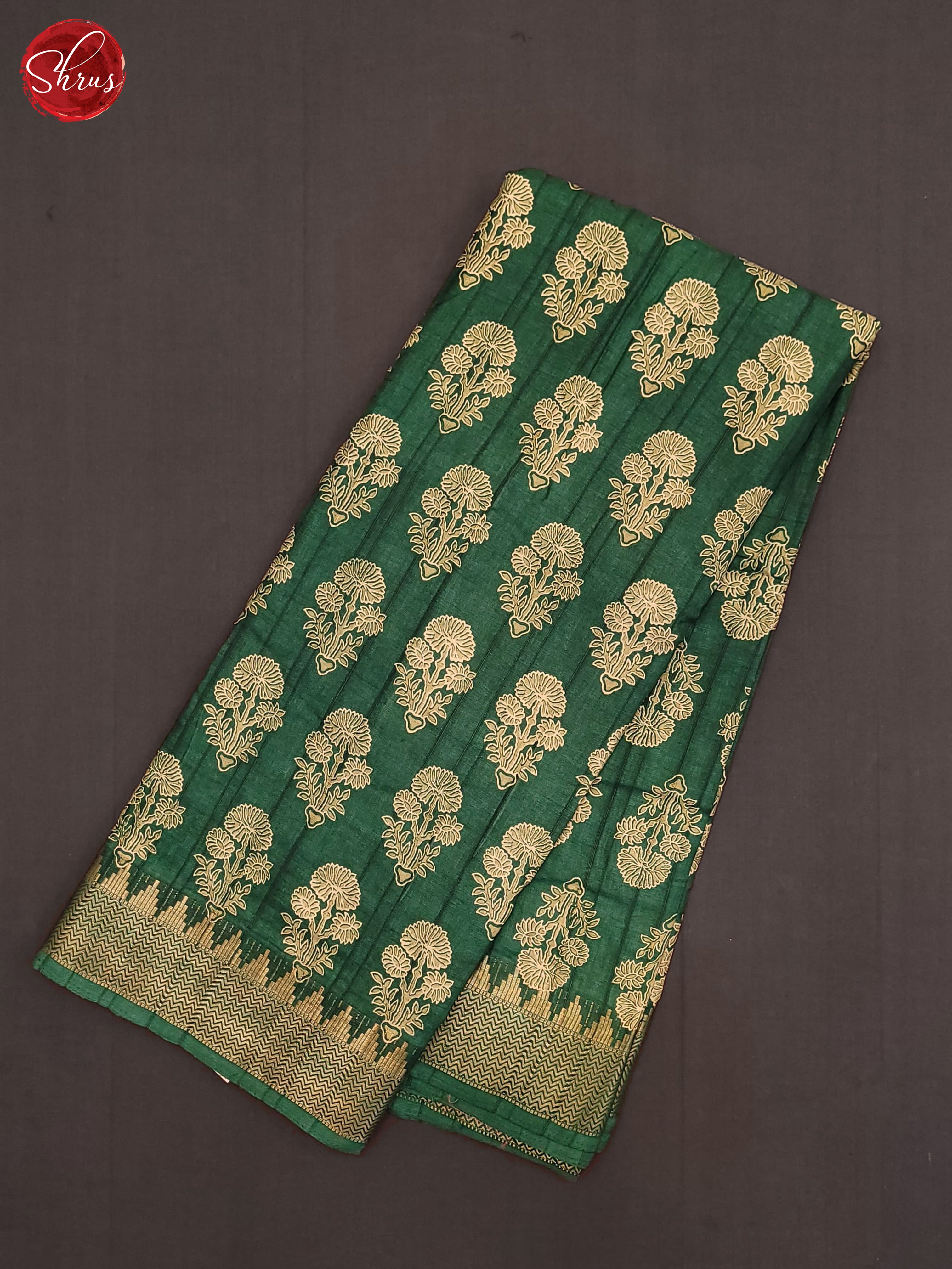 Bottle Green(Single Tone) - Semi Crepe Saree - Shop on ShrusEternity.com