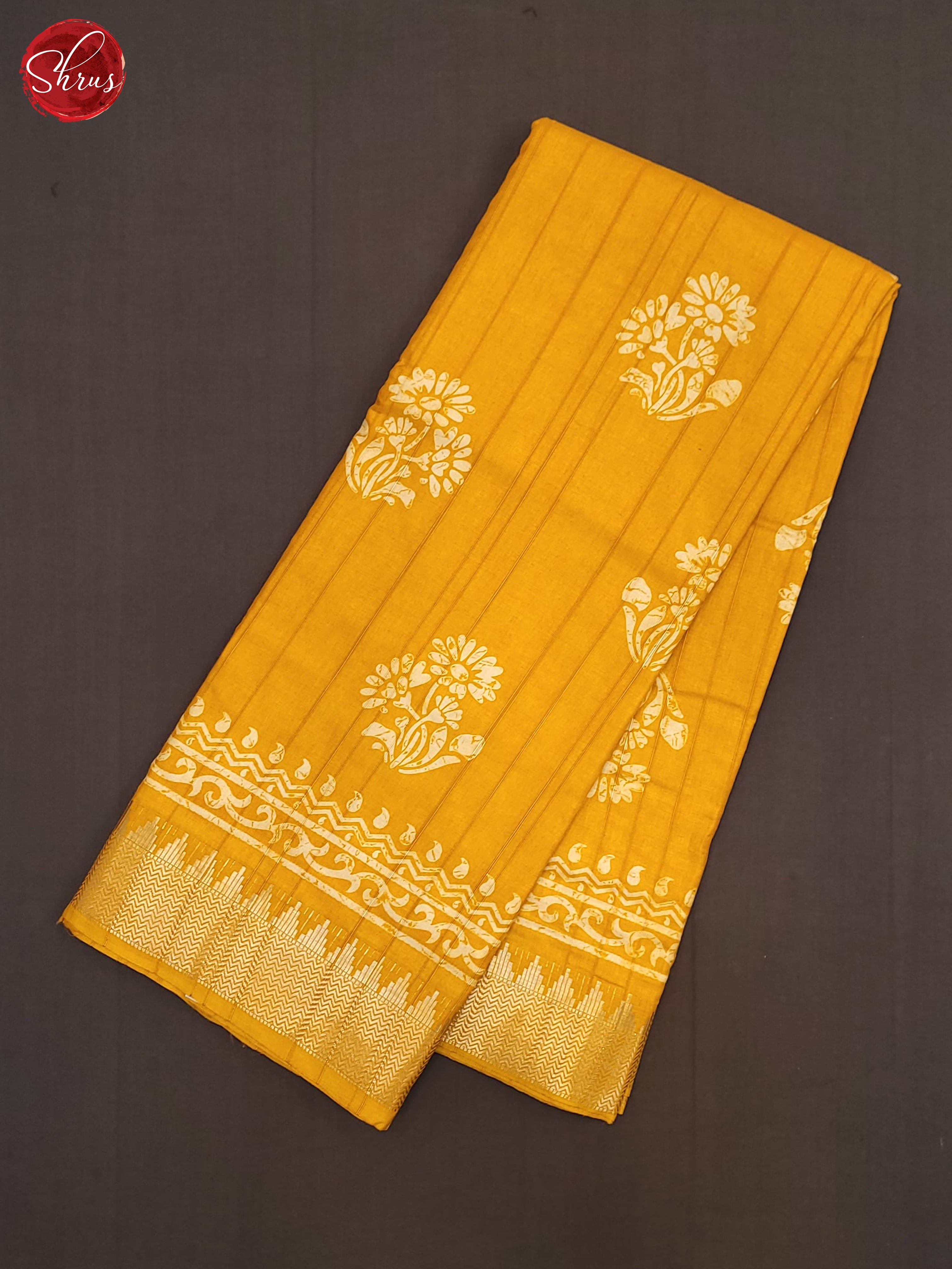 Yellow(Single Tone) - Semi Crepe Saree - Shop on ShrusEternity.com