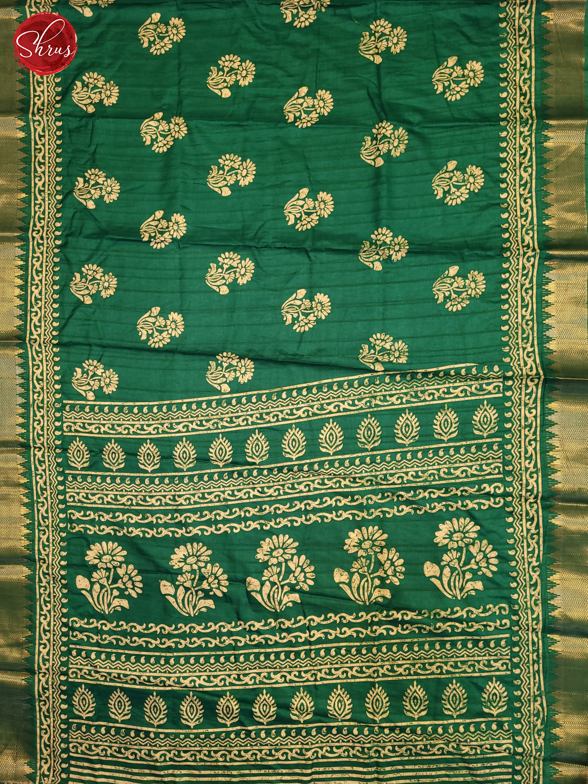 Green(Single Tone) - Semi Crepe Saree - Shop on ShrusEternity.com