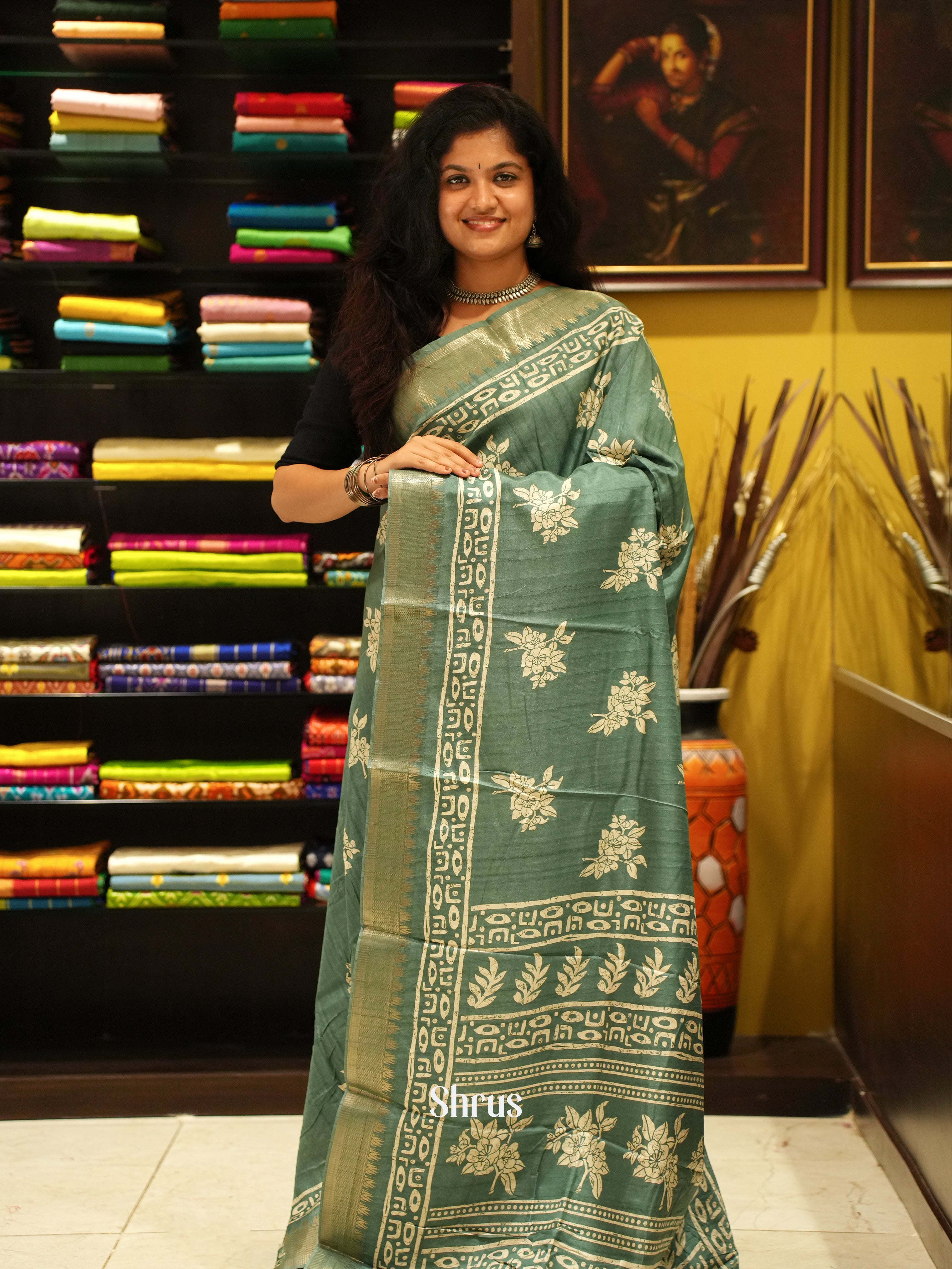 Pastel Green(Single Tone) - Semi Crepe Saree