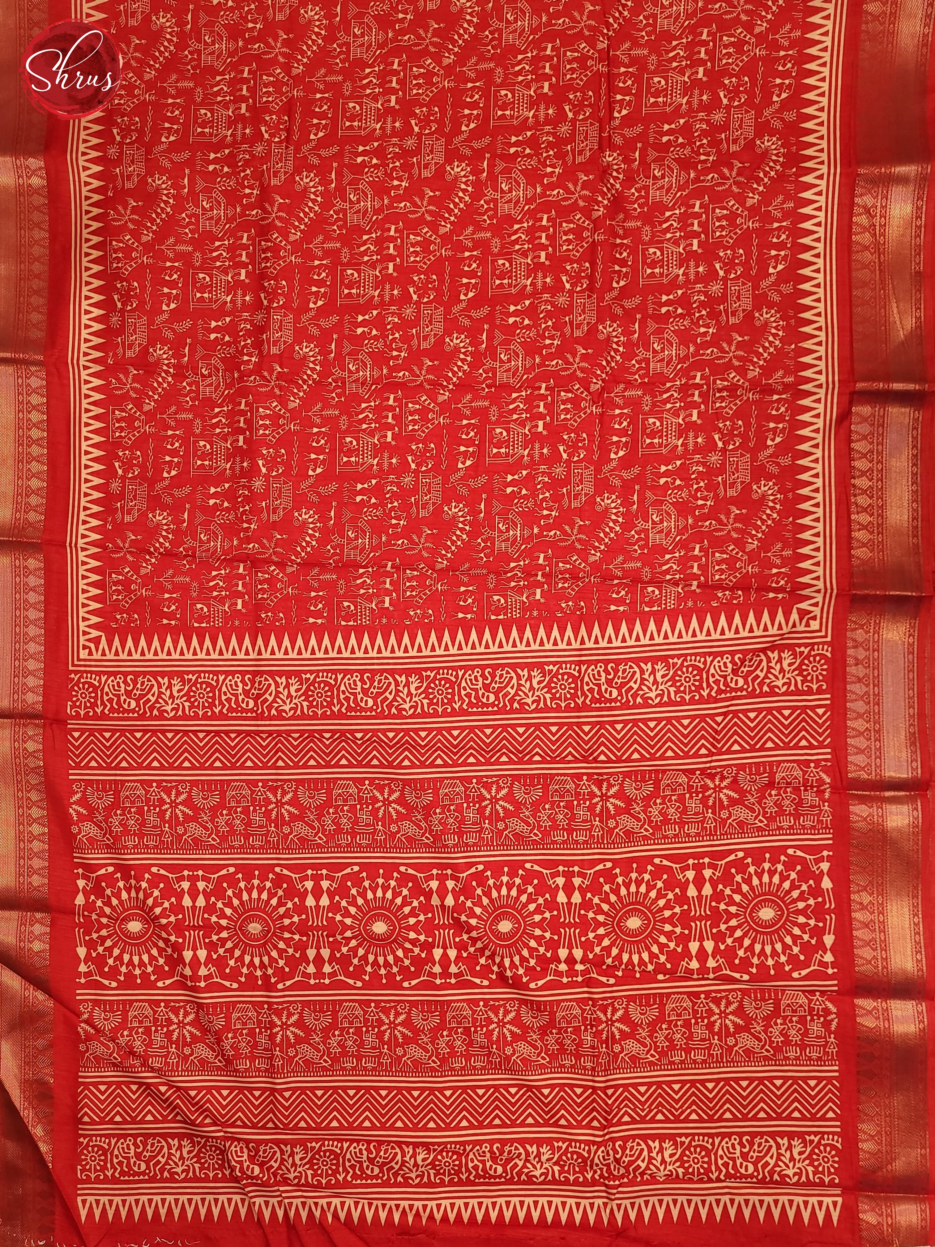 Red(Single Tone) - Semi Crepe Saree - Shop on ShrusEternity.com