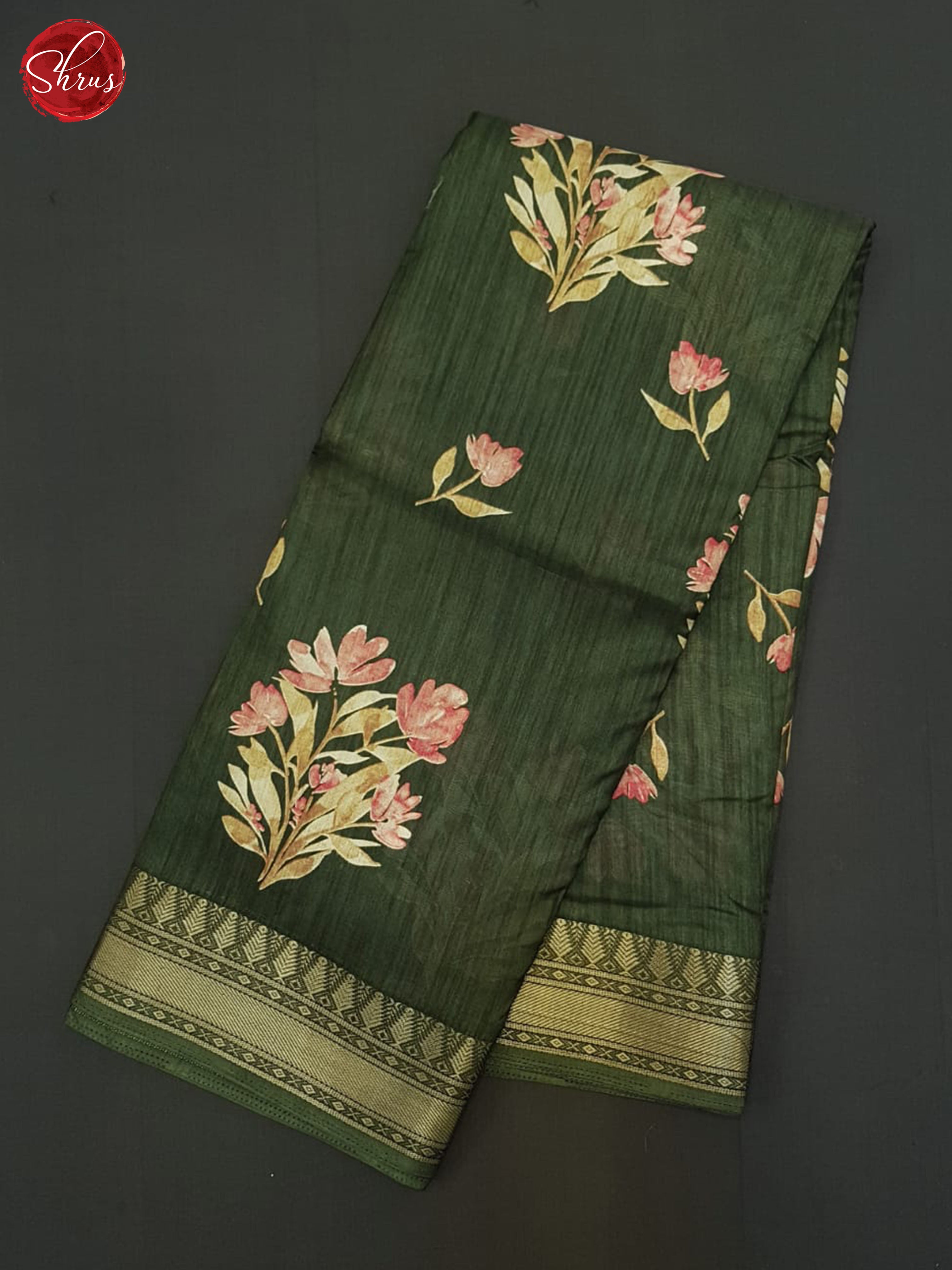 Green(Single Tone)- Semi Crepe Saree - Shop on ShrusEternity.com