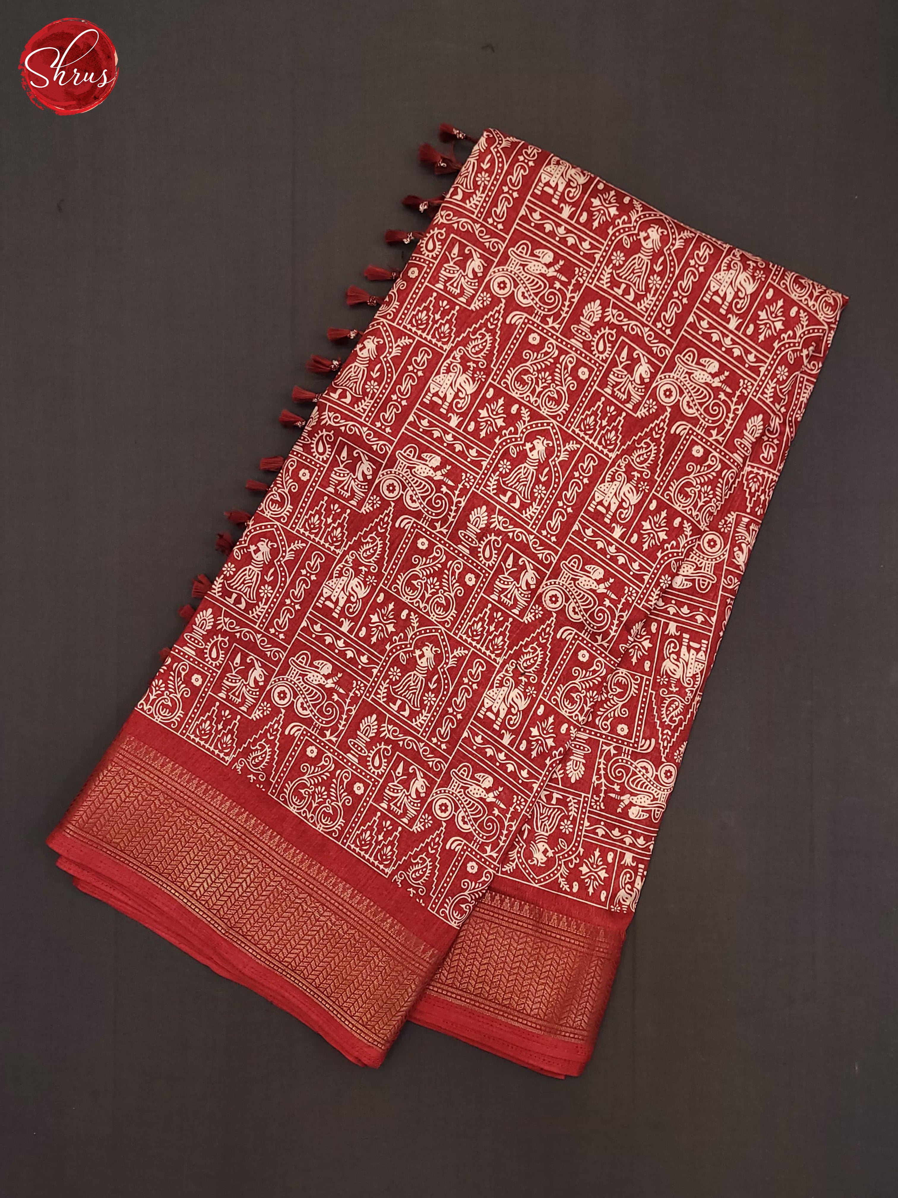 Red(Single Tone)- Semi Crepe Saree - Shop on ShrusEternity.com