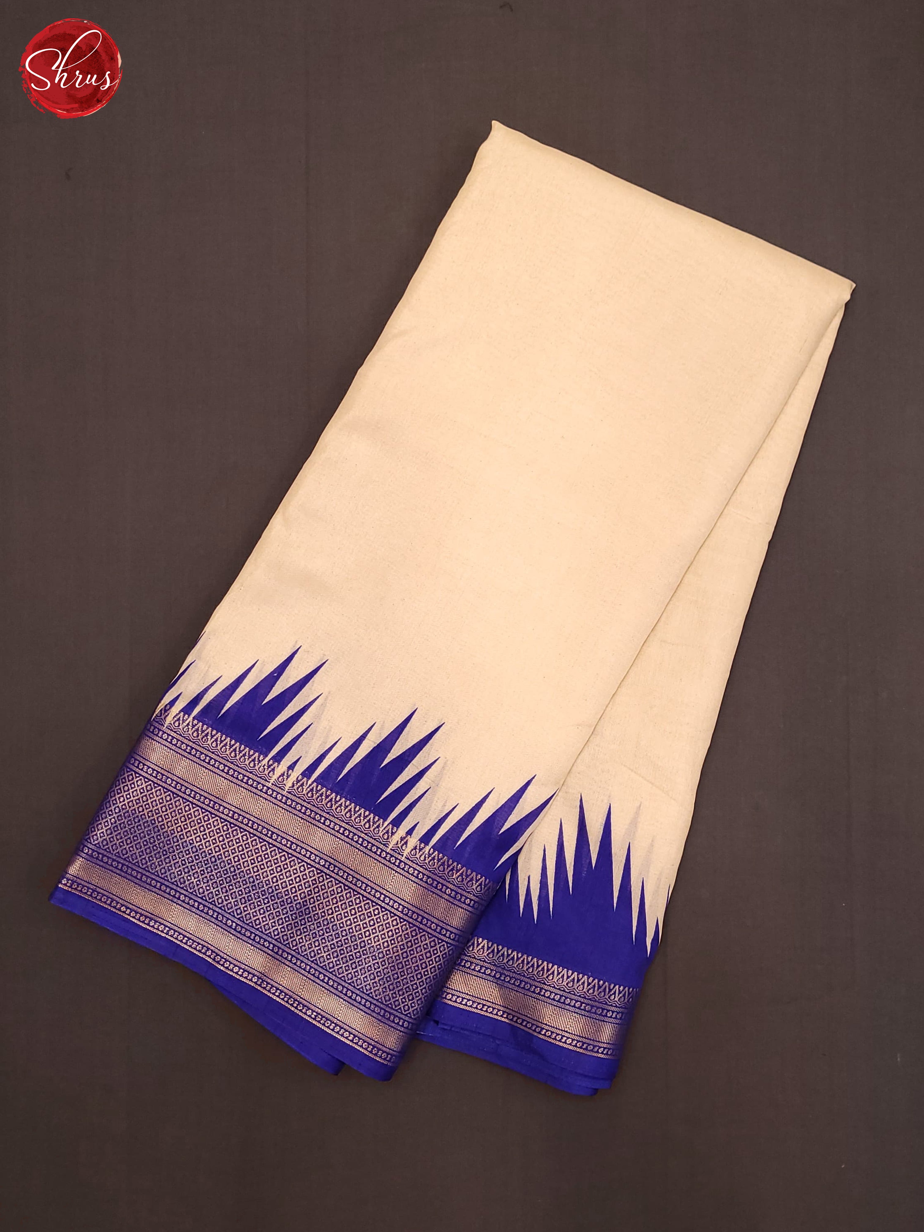 Cream & Blue - Semi crepe Saree - Shop on ShrusEternity.com