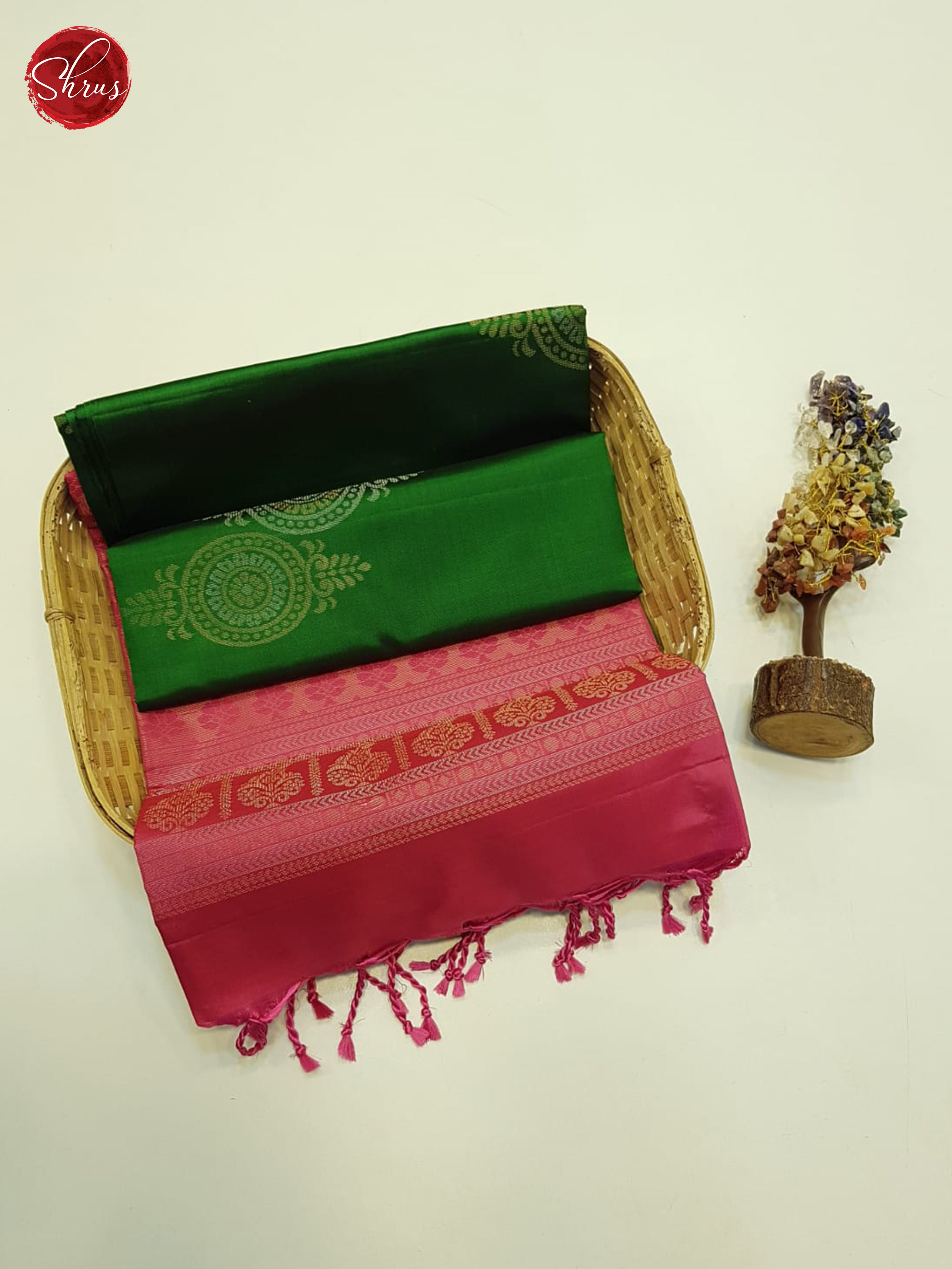 Green And Pink-Soft silk saree - Shop on ShrusEternity.com