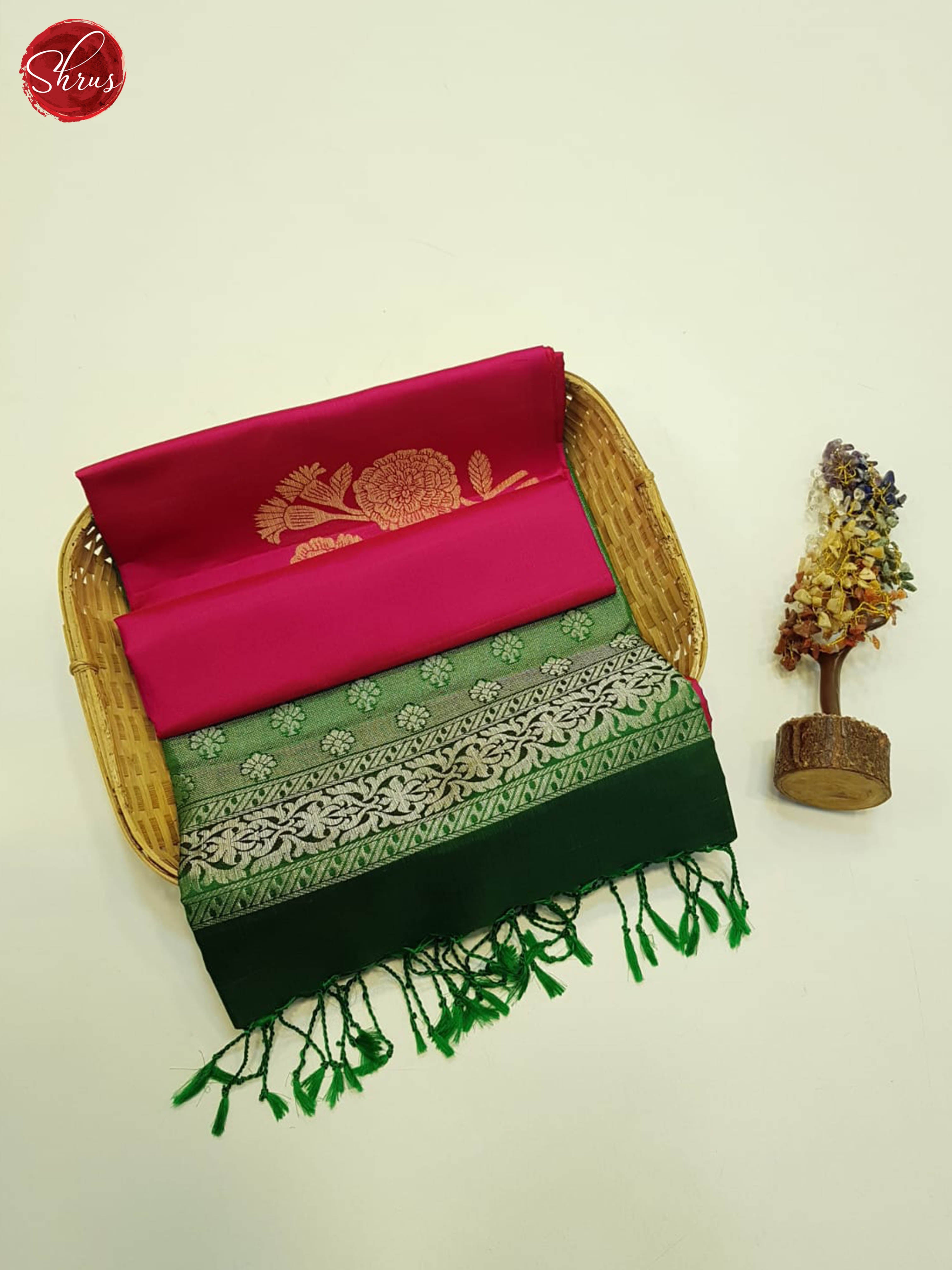 Pink And Green-Soft Silk Saree - Shop on ShrusEternity.com